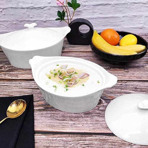 Miniatura 4 de Cacerola - Juego de utensilios de cerámica francesa de 30 onzas con tapas, resistente a las astillas y grietas, apto para microondas, lavavajillas,