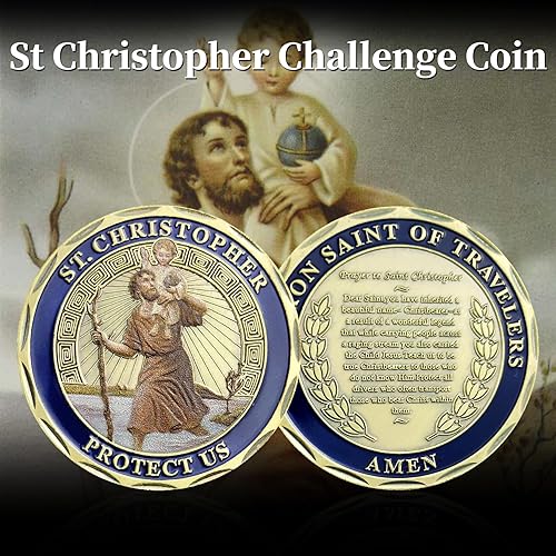 Miniatura 2 de Moneda de desafío de San Cristóbal Protéjanos Patrono de los Viajeros