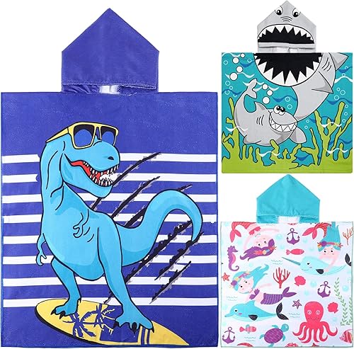 Paquete de 3 toallas con capucha para niños, toalla de baño para niñas y niños, toallas de baño más gruesas, ponchos con capucha, toallas de baño de