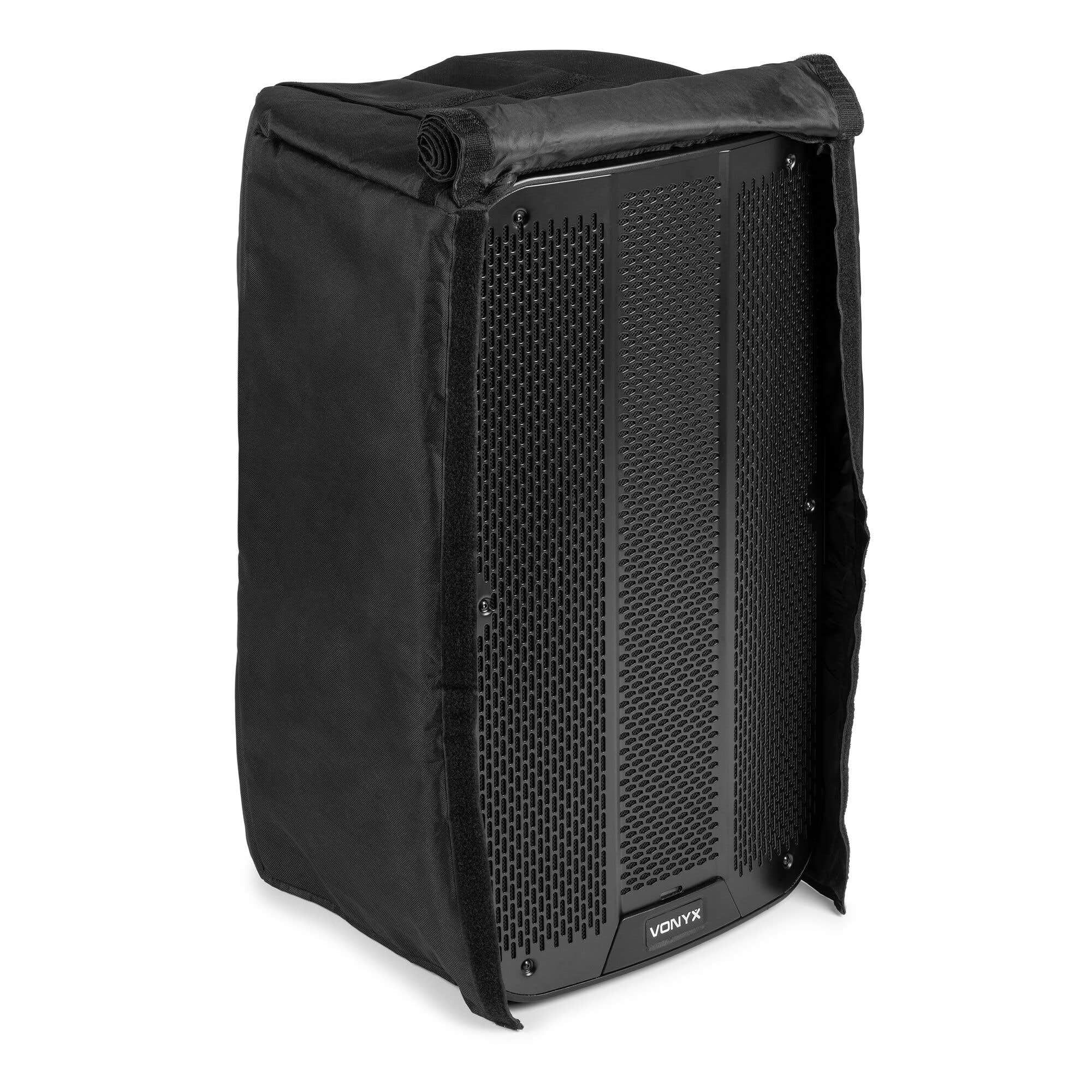 Vonyx SCVD15 Estuche Protector para Altavoz VD715, Nailon Impermeable con Solapas de Acceso y Espacio para Accesorios – Funda Resistente para Exteriores y Transporte Seguro