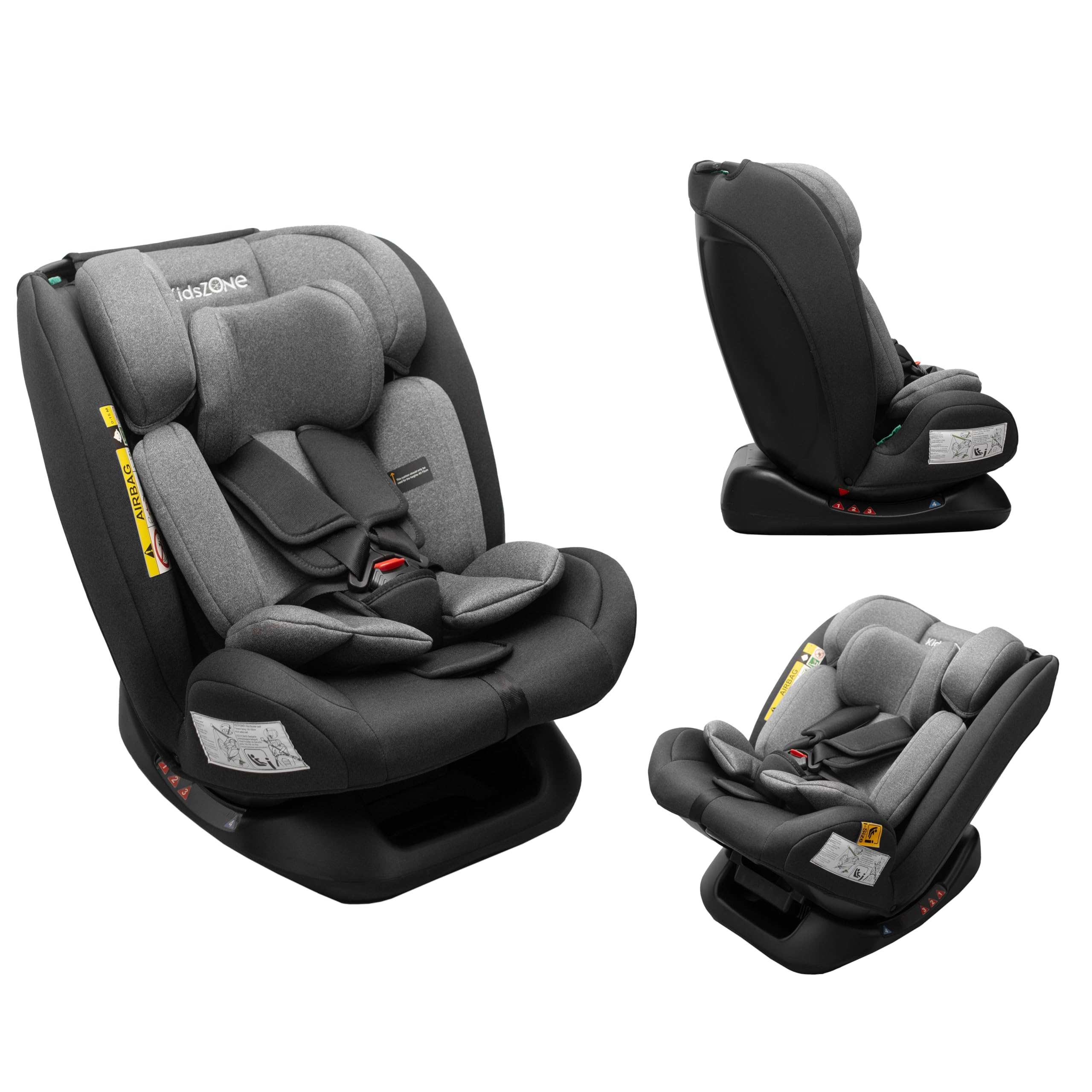 Kindersitz ohne Isofix 0-36 kg – Autositz i-Size 40-150 cm (Gruppe 0+ 1 2 3) – 5 Punkt Sicherheitsgurt, Verstellbare Kopfstütze