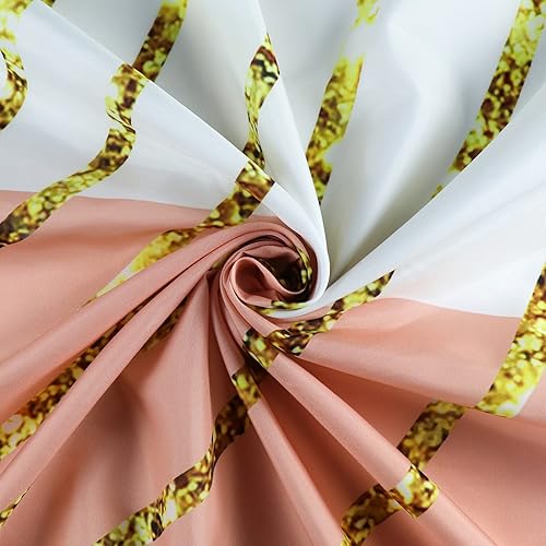 Miniatura 5 de ChloropLastid Cortina de ducha bohemia de mediados de siglo, 72 x 72 pulgadas, diseño abstracto de líneas geométricas doradas semicírculas, cortina