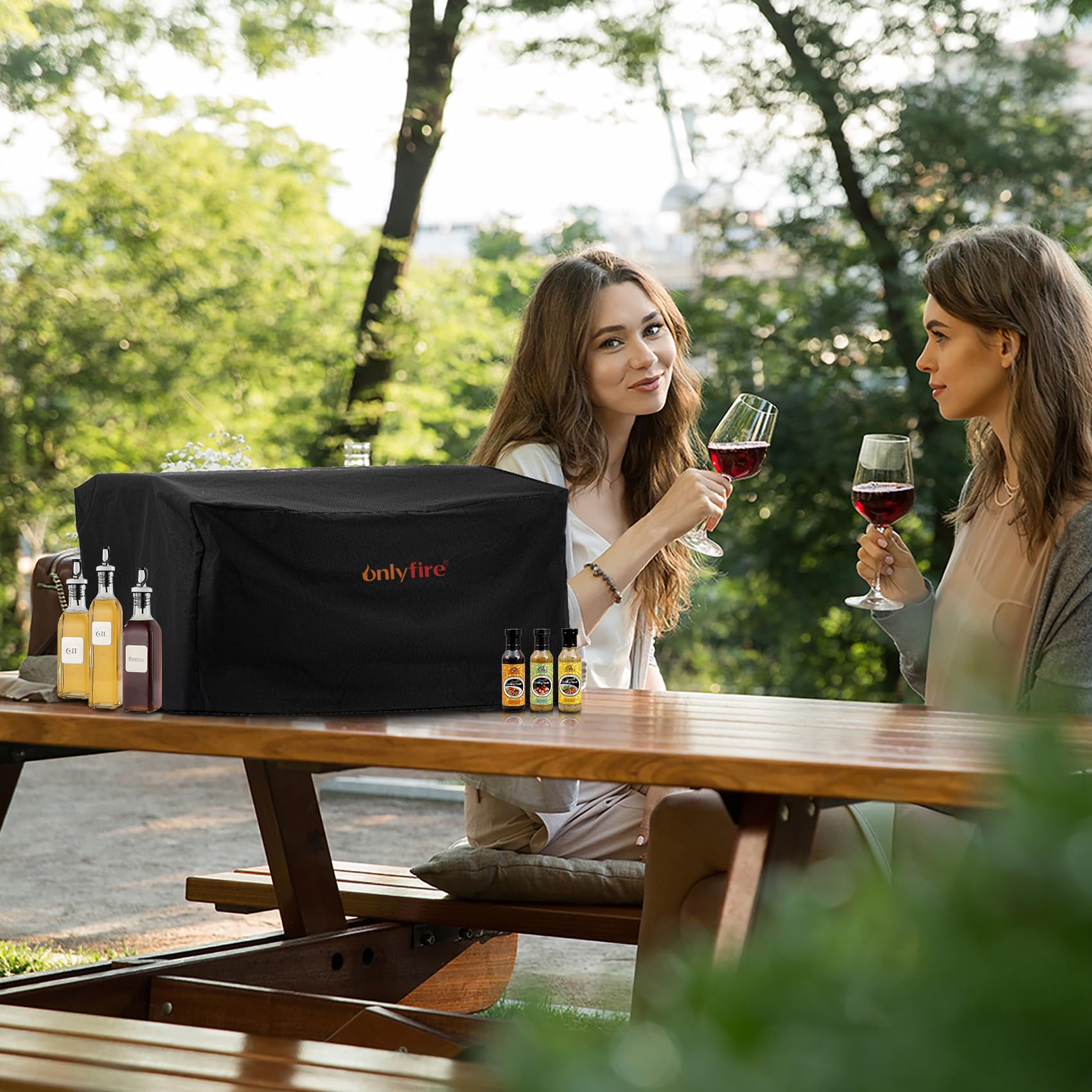 ONLYFIRE GRILLS Funda para parrilla de barbacoa para exterior, impermeable, CV702, color negro