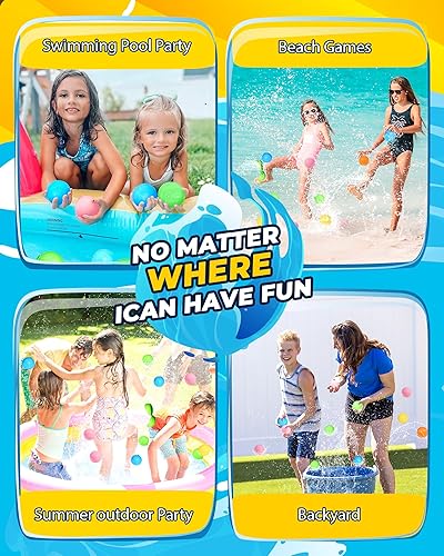 Miniatura 4 de SOPPYCID - 20 globos de agua reutilizables, juguetes de piscina y playa para niños, diversión de verano al aire libre, juguetes de agua para niños y