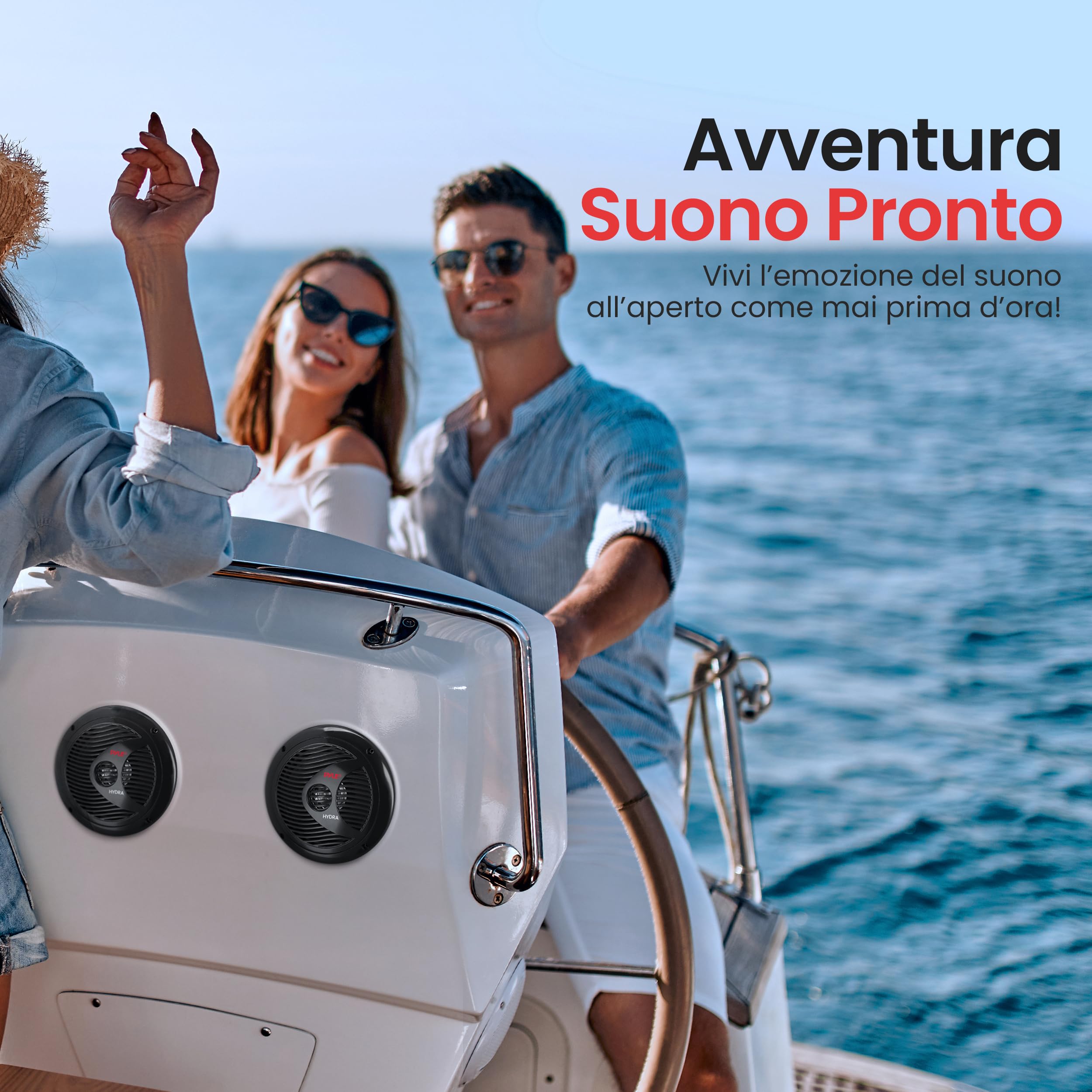 Pyle Altoparlanti Marini 16,5 cm 2 Vie Impermeabili 400 Watt, Casse Audio, Speaker Resistenti per Barca, Veicoli Aperti, Nero, Coppia