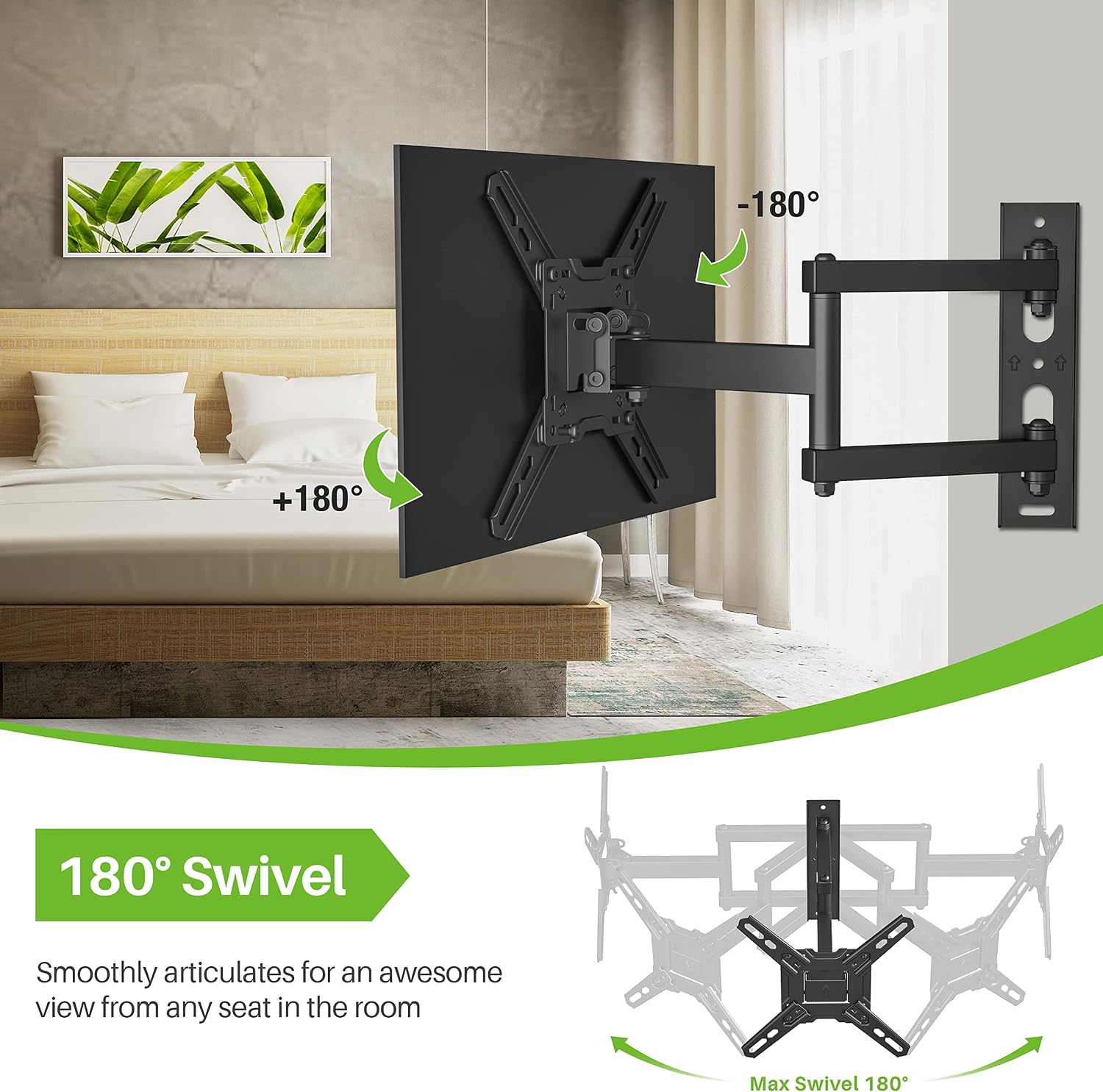 USX MOUNT Full Motion TV Wall Mount for Most 13-42 inch TV Monitor, Wall Mount TV Monitor Bracket with Articulating Swivel Tilt Extension, Hold TV up to 55lbs, Max VESA 200x200mm