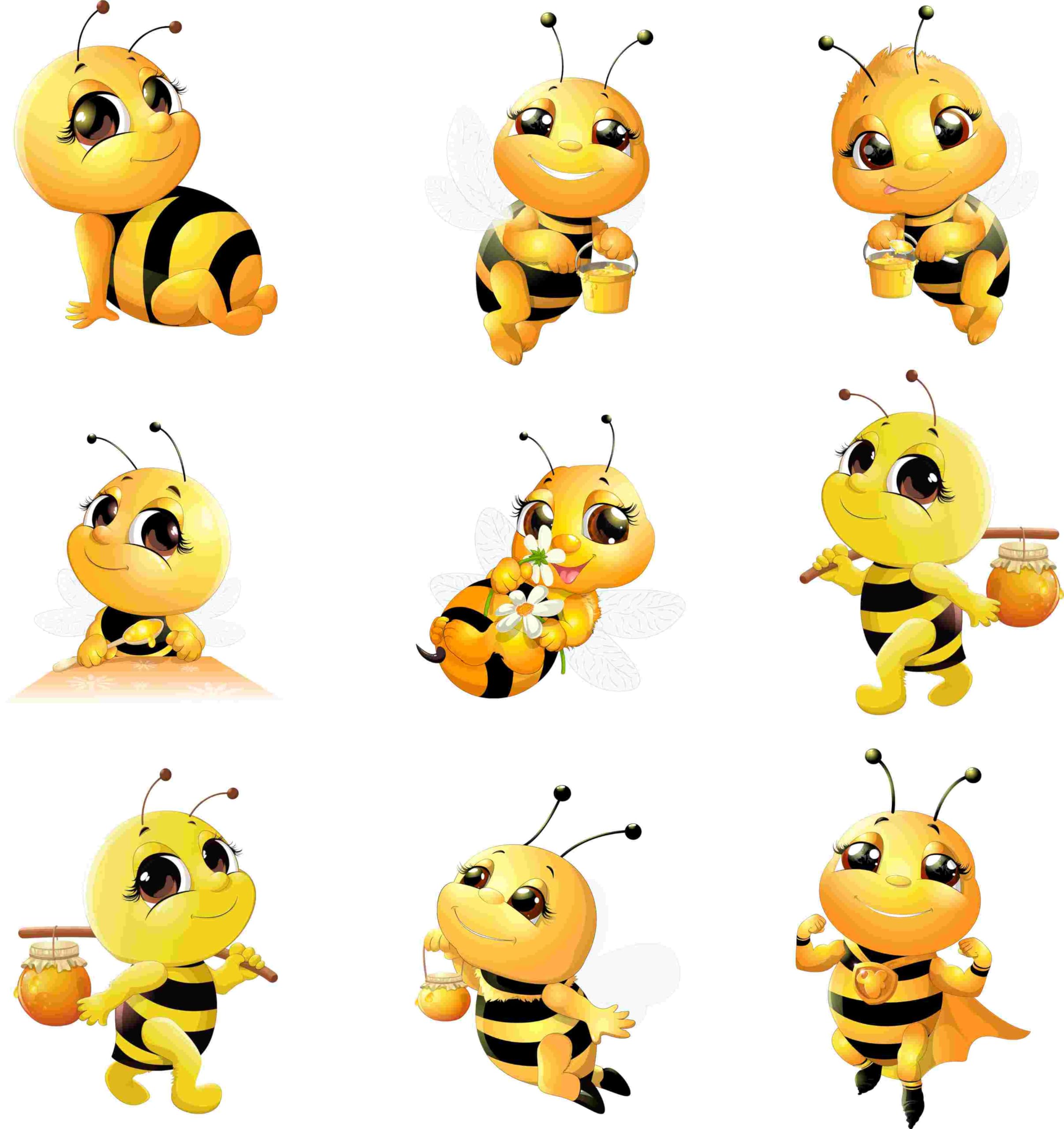 Adorable Honey Bee Switchboard Set of 9 Wall Sticker 12x12 Inch | Cute Removable PVC Vinyl Wall Decal for Kids Room Nursery & Home Decoration | Decorative Cartoon Bee Design for Switches & Sockets-image-3