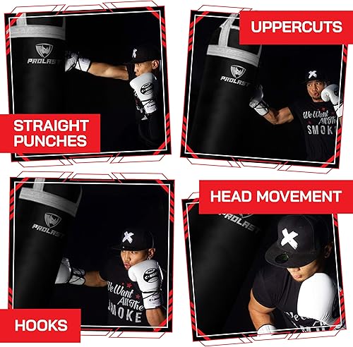 Miniatura 2 de PROLAST Saco de boxeo pesado para adultos, boxeo, artes marciales, Muay Thai, equipo de entrenamiento de fuerza, relleno, 6 pies, 150 libras, correa