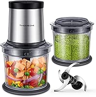 Food Processor 4 Cup, Electric Food Chopper, Small Meat Grinder with 2 Bowls, 2 Speed & 4 Blades for Vegetable, Meat, Nuts, Functions for Chopping, Dicing, Mixing and Puree