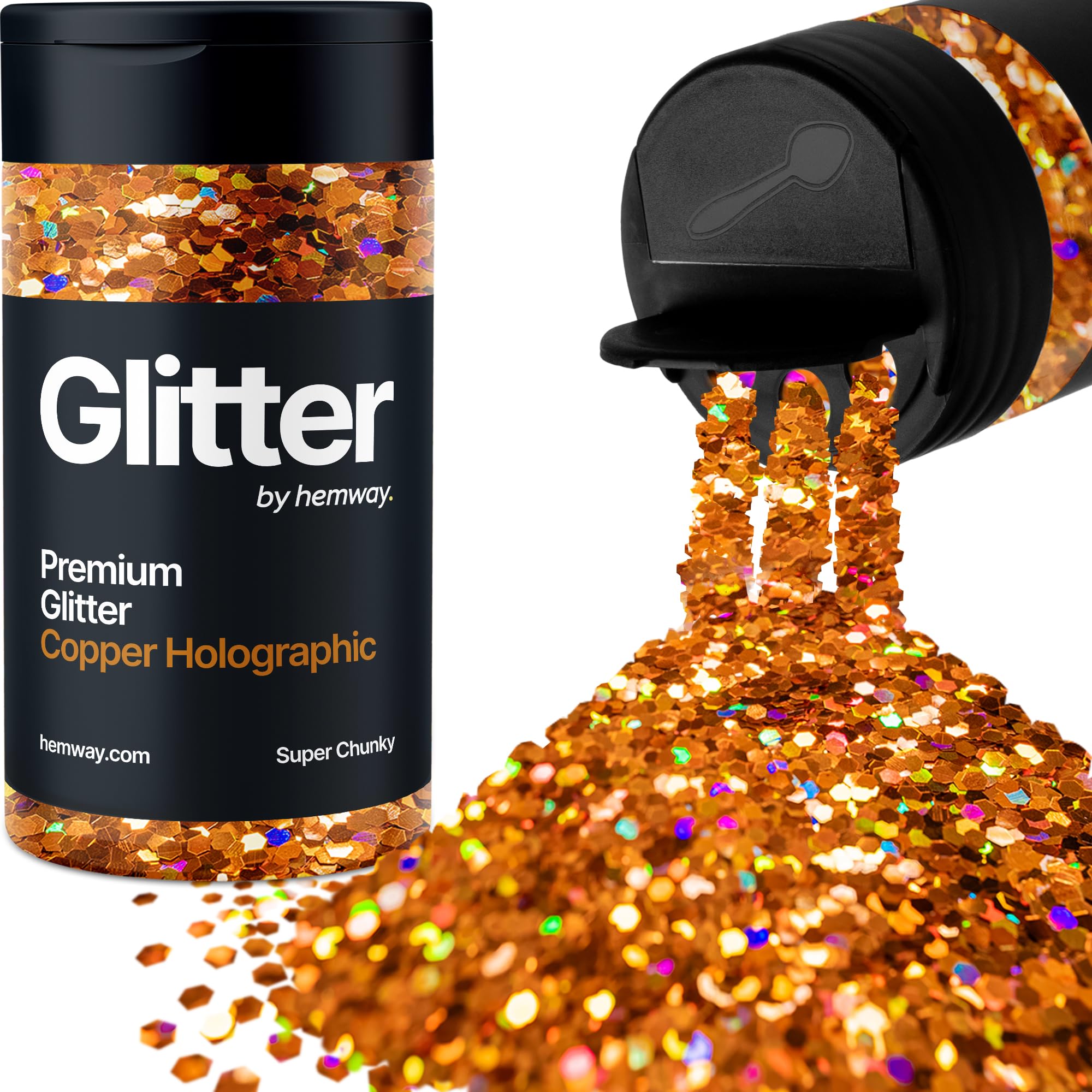 Holographic Copper Glitter Shaker, 130g Super Chunky Glitter, Crafts 1/8" Metallic Flake Copper Sequins, Resin & Epoxy Crafts