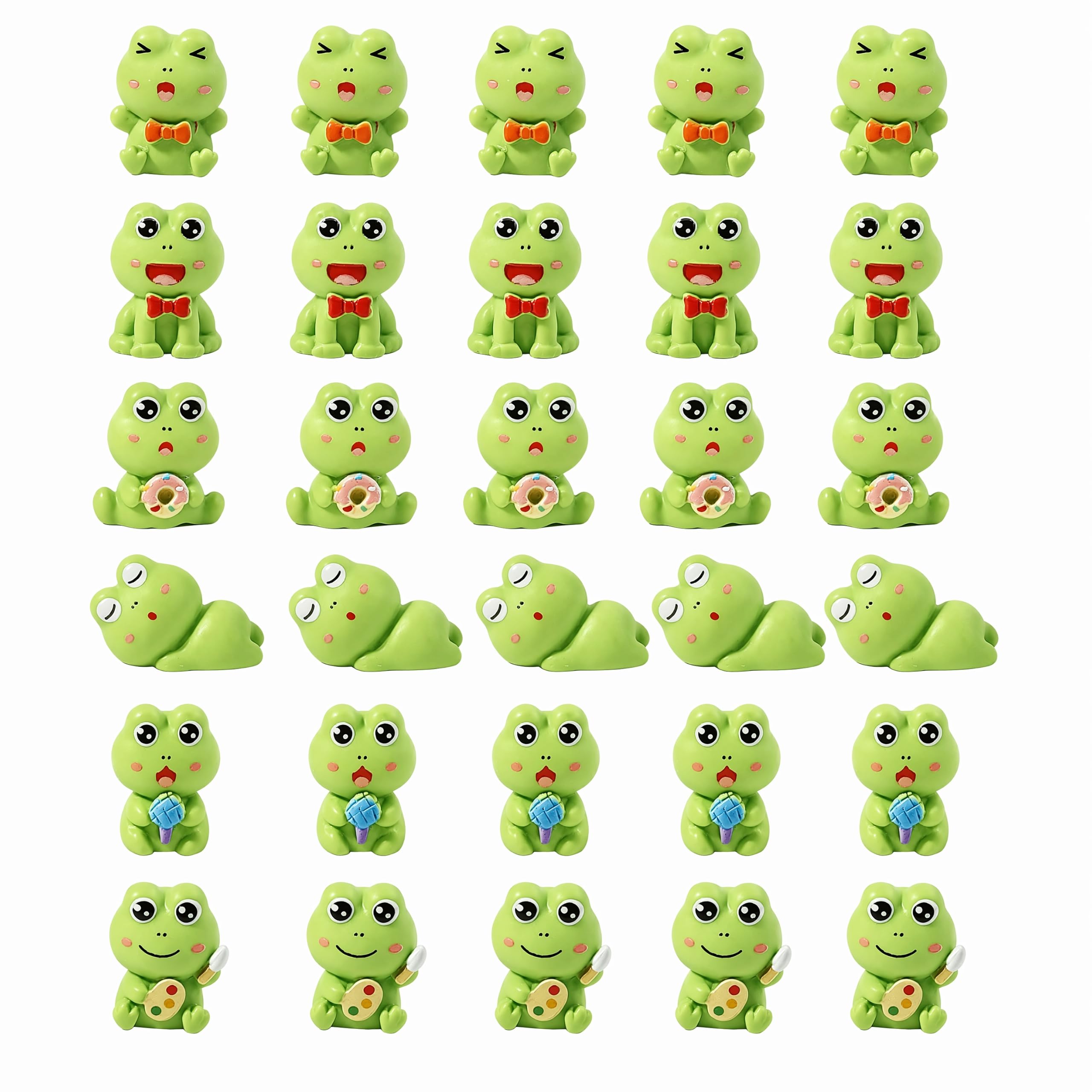Toyhood 30Pcs Resin Tiny Frog Figures Set, Cute Miniature Frog Statues