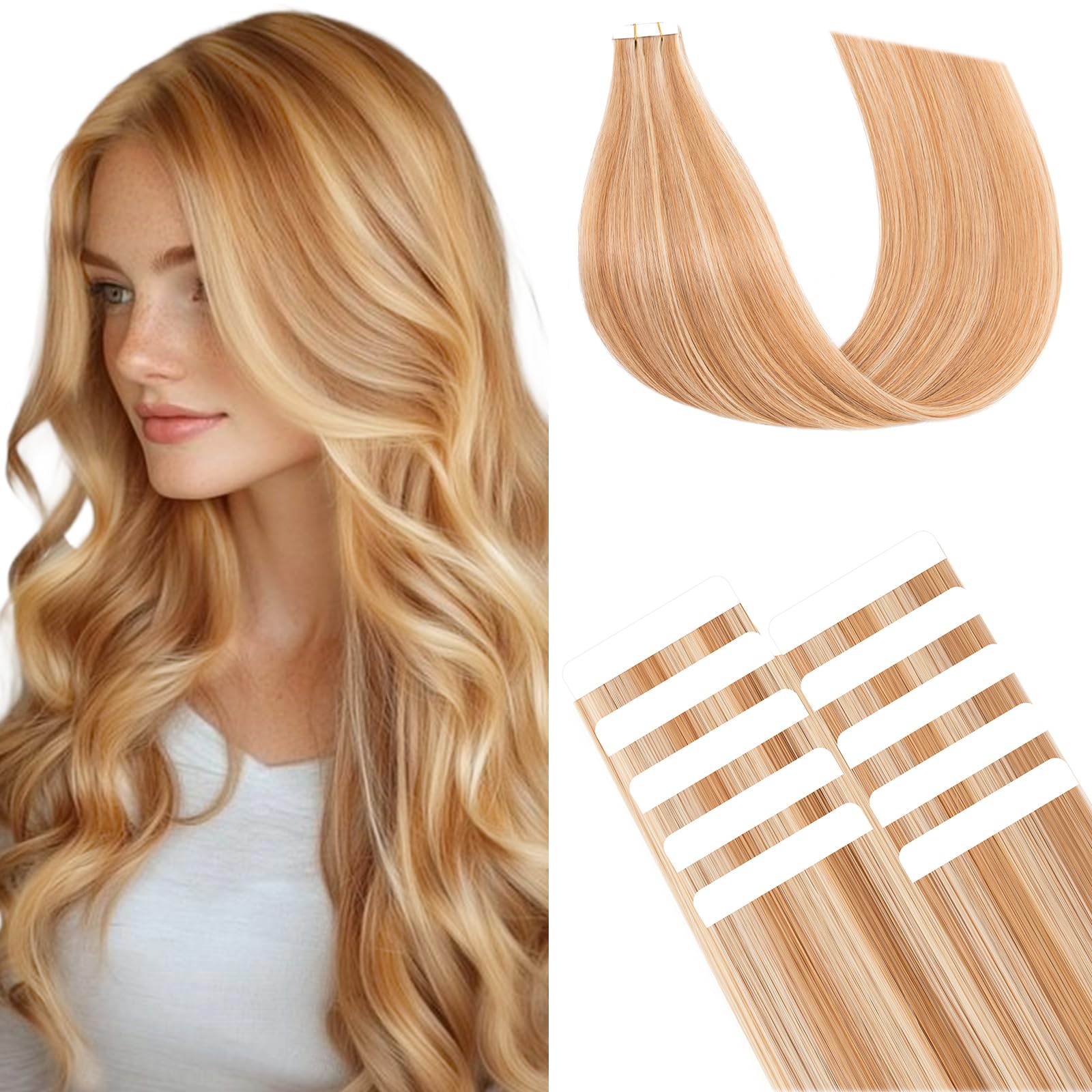 TESS Human Hair Tape In Extensions Real Hair Invisible Thin Type 10 Pcs 15G Lightweight For Highlight Straight Short