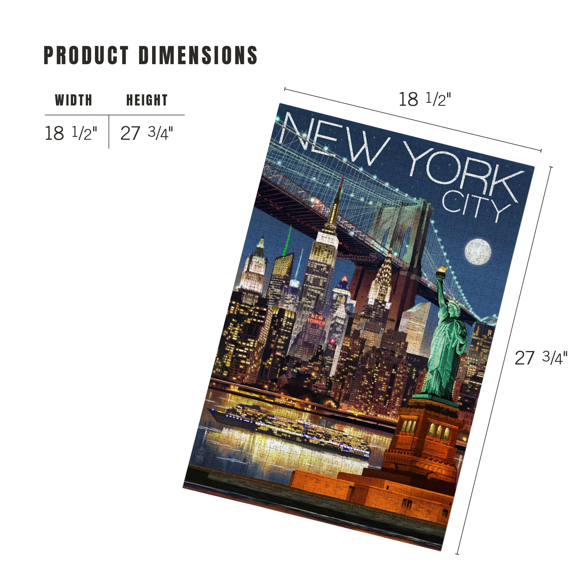 Lantern Press Puzzle de 1000 pièces, New York City, NY, Skyline la nuit