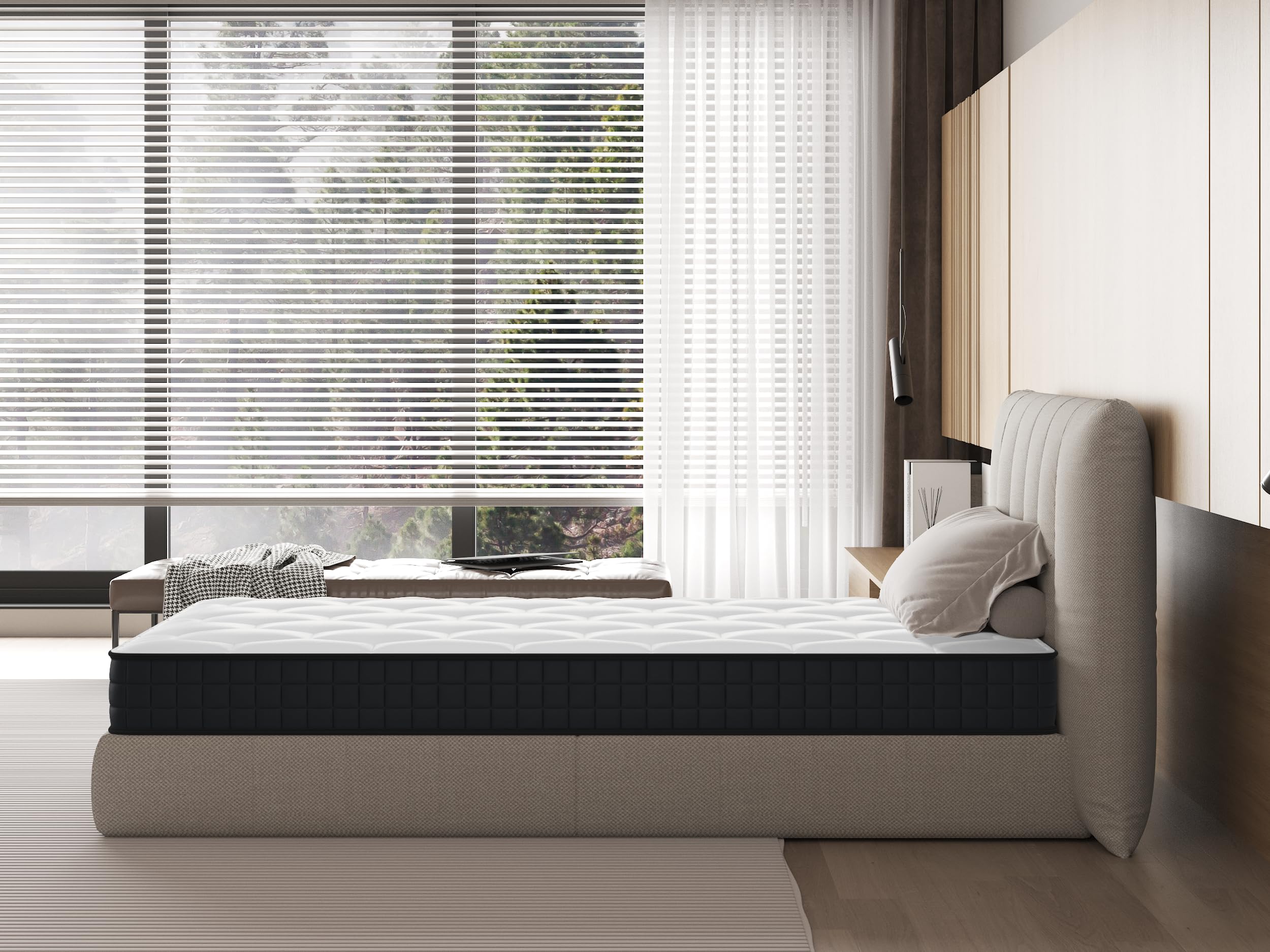 Matelas 90x190CM,Epaisseur 12CM,Matelas Mousse pour 1 Personnel,Moelleux,Confortable,Respirant (90x190x12CM)