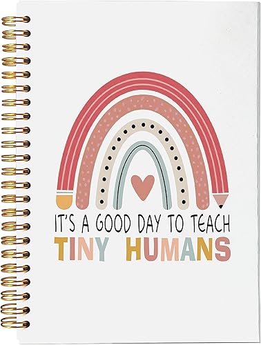 Miniatura 1 de VNWEK Cuaderno de espiral con texto en inglés "It's a Good Day to Teach Tiny Humans" de 5.5 x 8.3 pulgadas, cuaderno bohemio con espiral de tapa