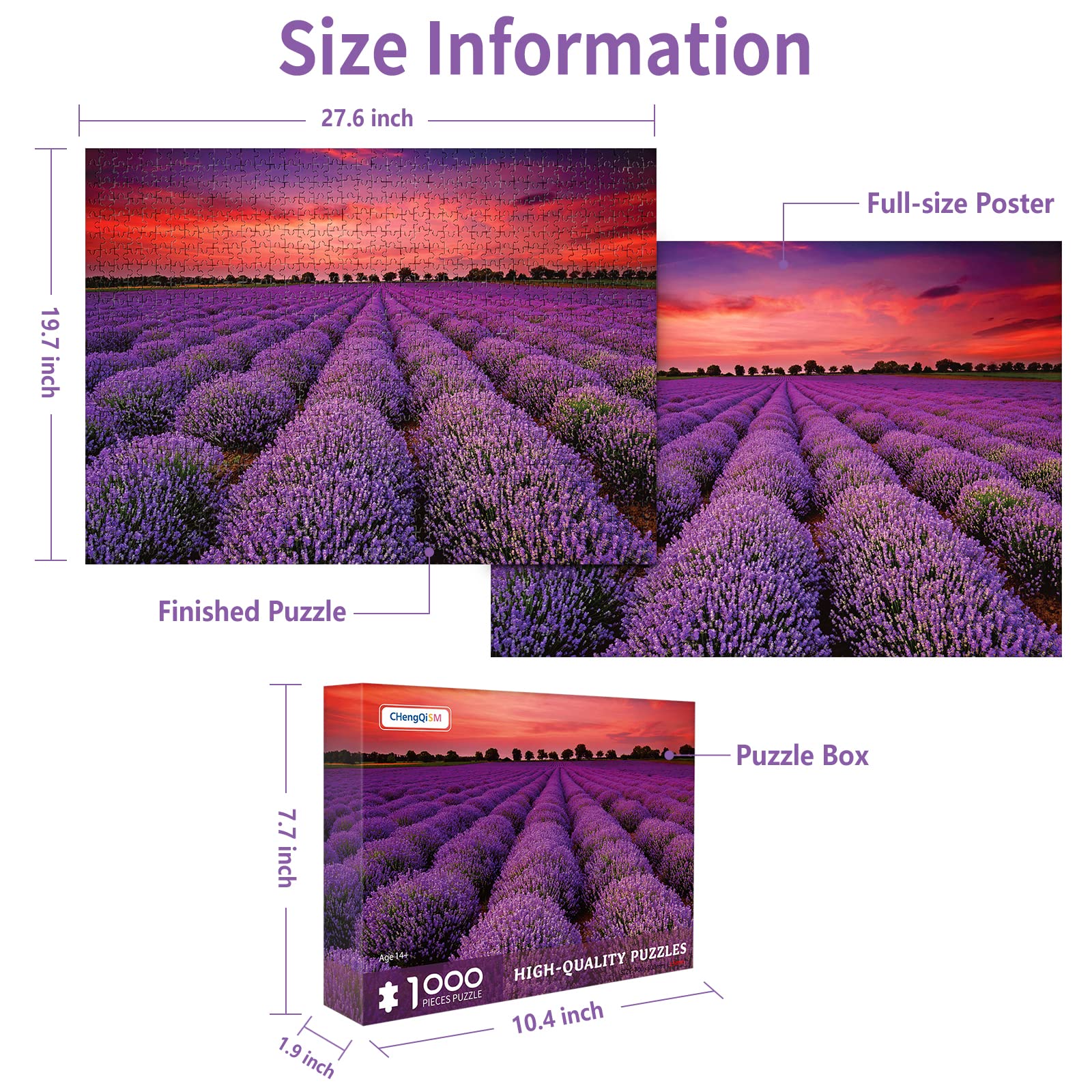 Jigsaw Puzzles Provence Lavender Field 1000 Piece Puzzle Lavender Flowers France Landscape View for Adults Teens - Image 2