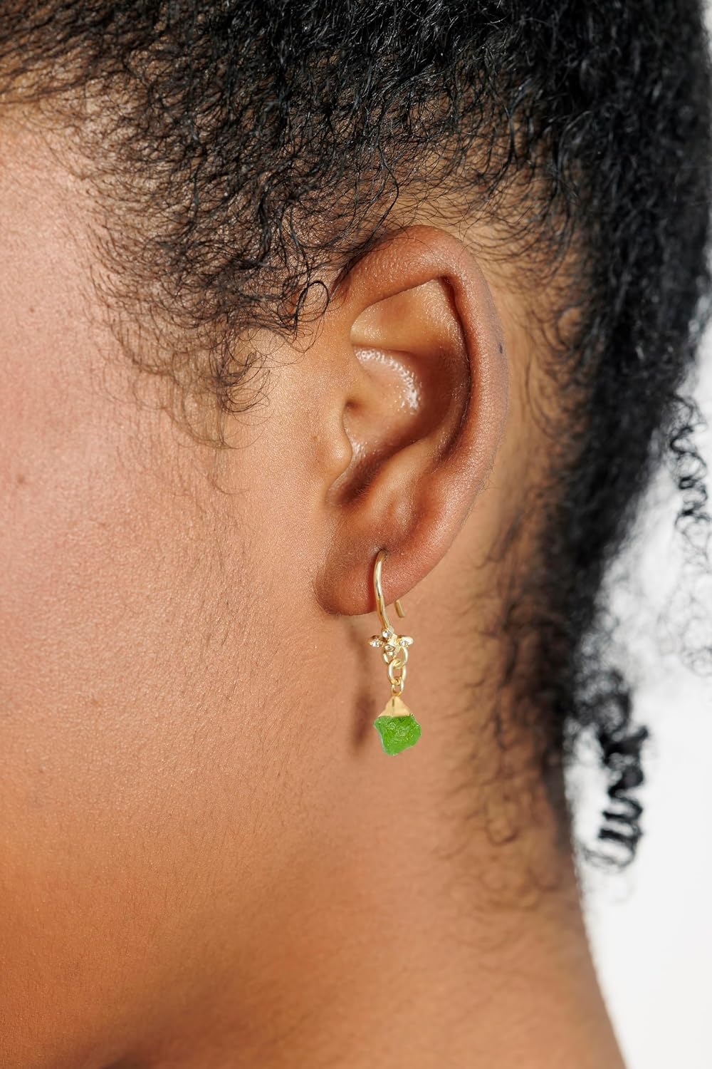 Peridot Earrings for Women in Raw Stone Dangle Drop Shape - 18K Gold Vermeil, Certified 925 Sterling Silver Earring - Hypoallergenic Gold Jewelry for Women, Mothers Day Gifts