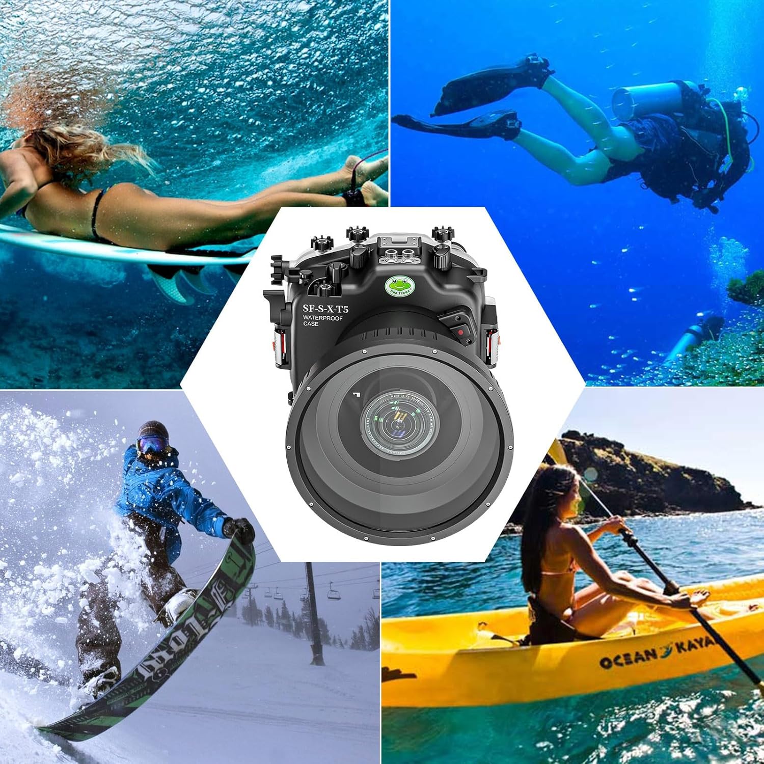 Seafrogs Underwater Housing for Fuji XT5 [40M/130FT] Waterproof Diving Camera Case for Fujifilm xt5 with PL Long Port for XF 16-80mm f/4 R, XF 18-55mm f/2.8-4 R, XF 16-55mm f/2.8 Lens