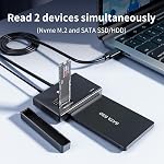 SUIDEK M.2 NVMe SSD Adaptateur de boîtier, type-C 10Gbps à M.2 et SATA Lecteur de disque dur externe M.2 PCIe NVMe SSD Pièce jointe compatible avec (M Key & M+B Key) toutes tailles et 2,5/3.5" SATA Disque d'état solide