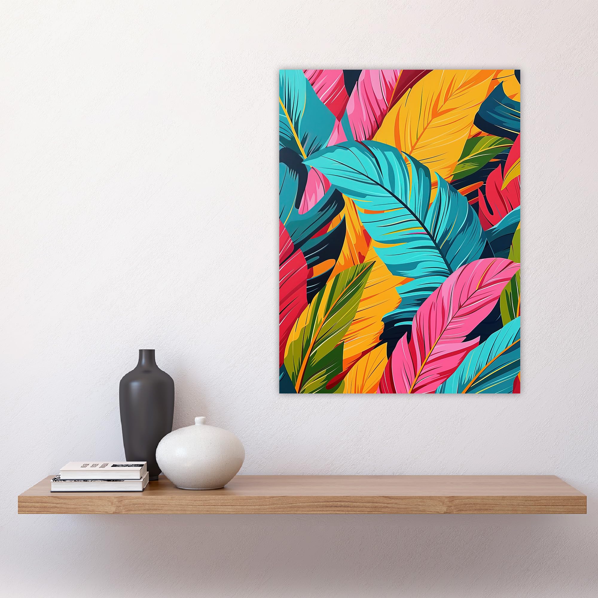 Artery8 Colourful Tropical Fronds Stylised Leaves Pattern Living Room Large Wall Art Poster Print Thick Paper 18X24 Inch - Image 4