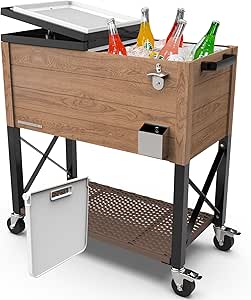 Permasteel 80 Quart Party Cooler with Wheels and Handles