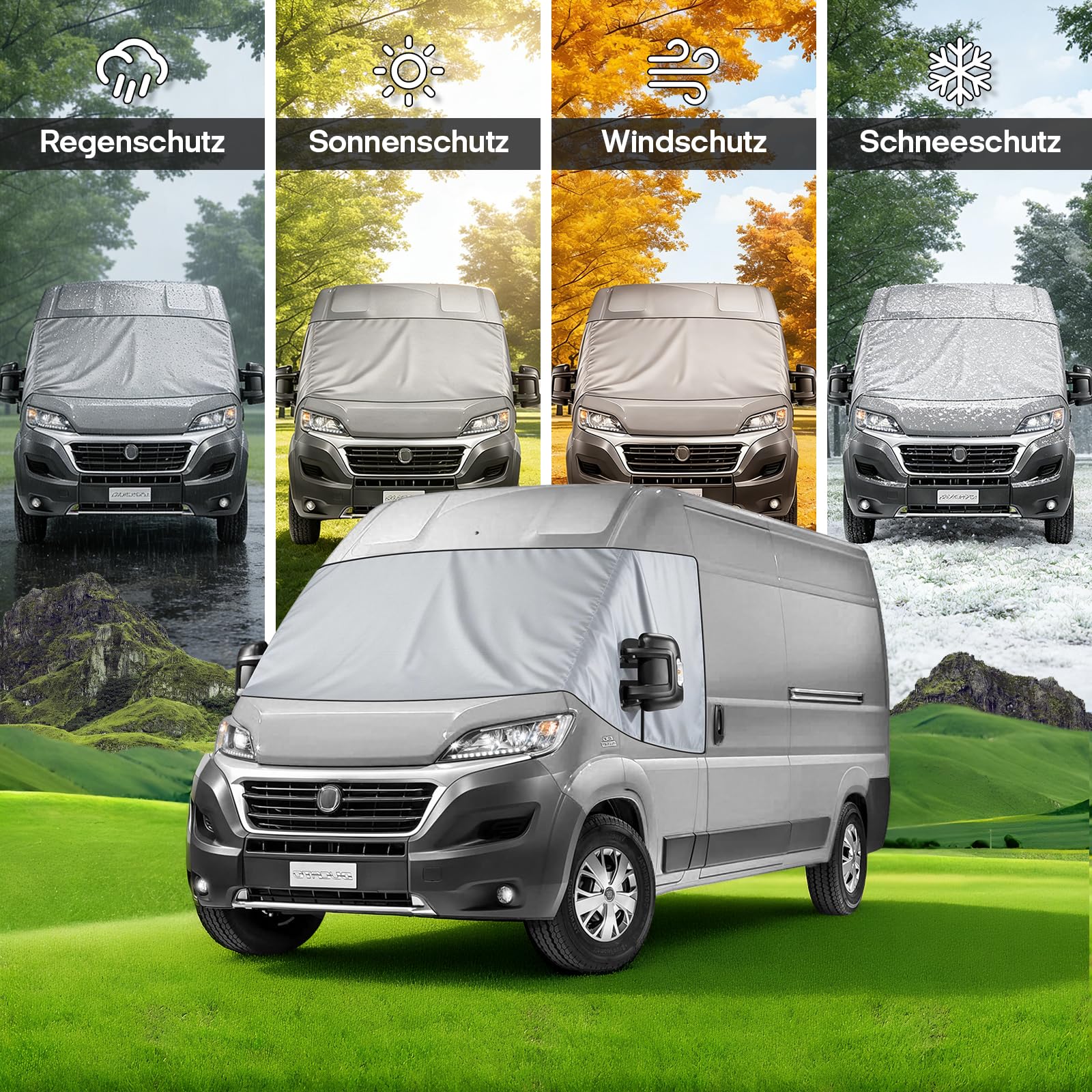 Wohnmobil Thermoschutz Abdeckung, Leder Frontscheibenabdeckung, Wasserdicht & Kalt Staub Schutz Sonnenschutz, Scheibenabdeckung für FI-AT Du-cato, Jum-per, BO-xer 2006–2025
