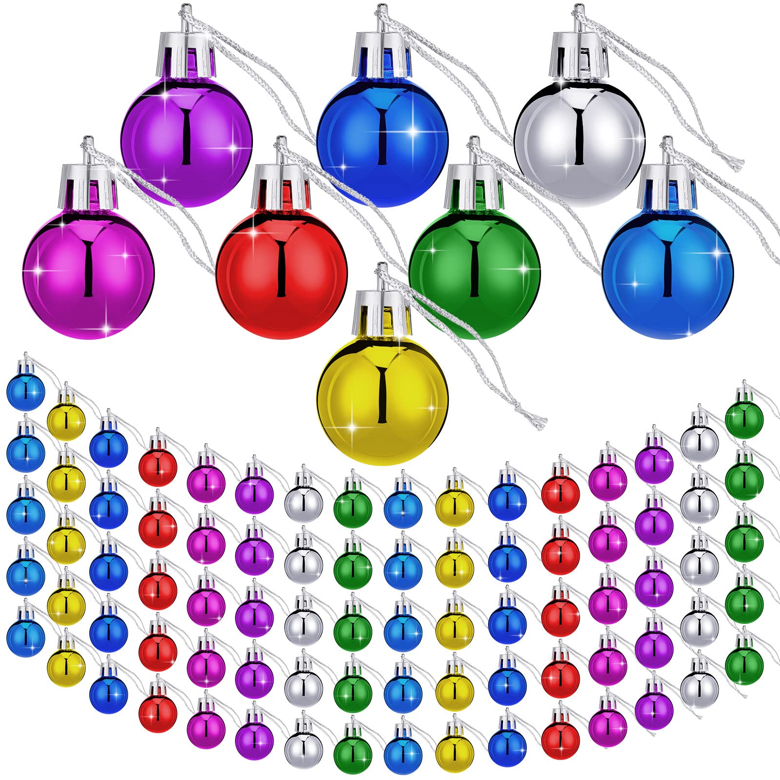 Sumind 80 Pcs Christmas Mini Glitter Balls Multicolor Ornament Xmas Tree Decorations Miniature Balls for Trees Wedding Holiday Decorations