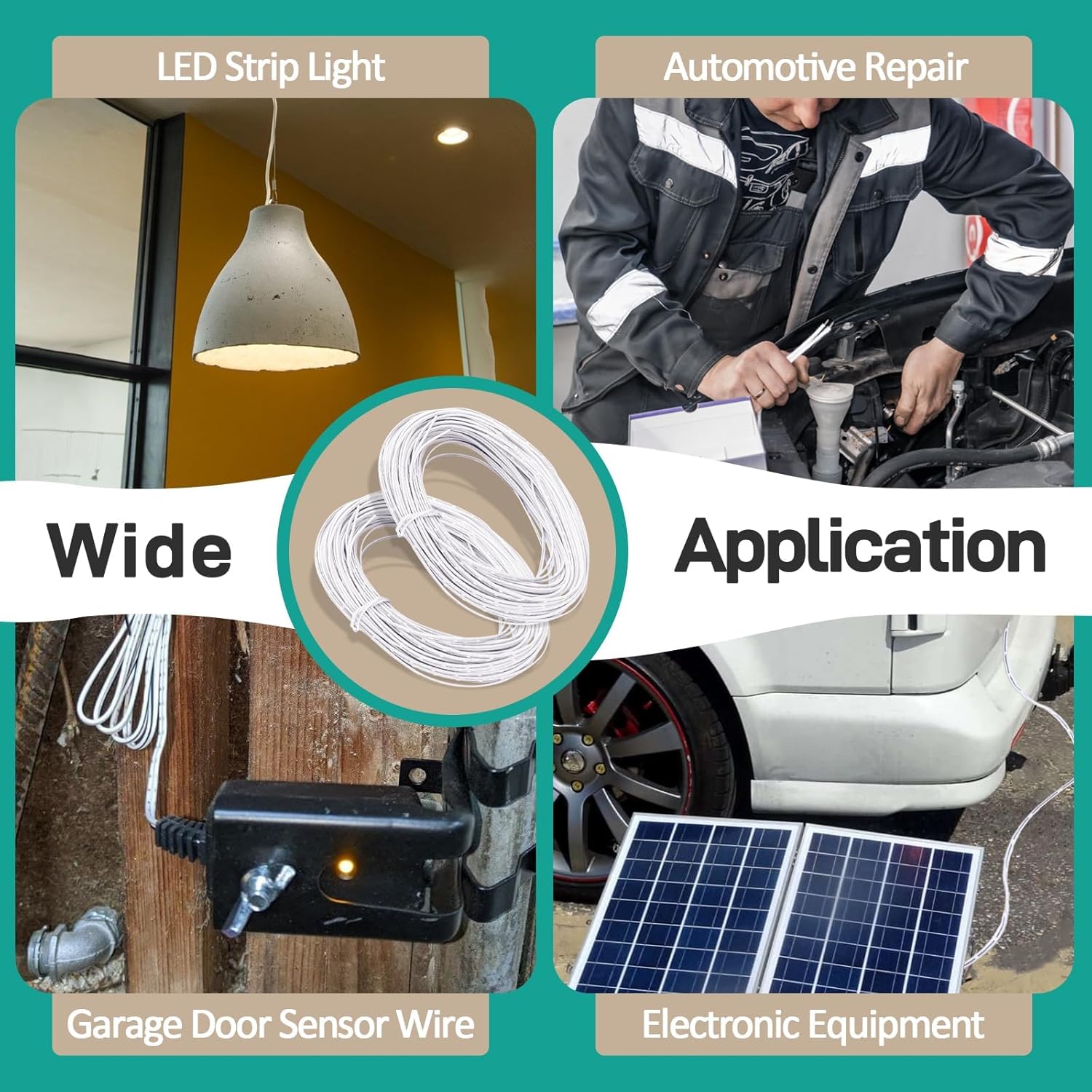 2Pcs 35265B Garage Door Sensor Wire Replacement for Genie Liftmaster Chamberlain Craftsman - 2 Conductor Garage Door Opener Wire - Bell Wires 24/2 AWG 100'