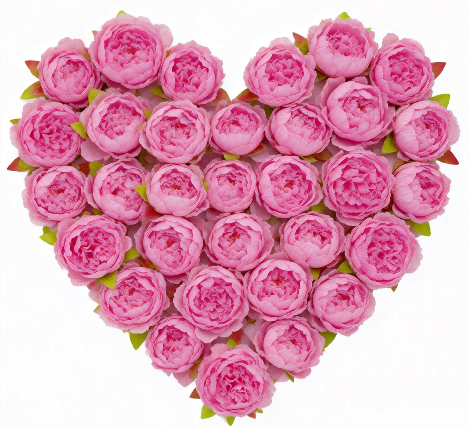 20 Pcs Silk Peony Artificial Flower Heads with Stems,3.6''Fake Pink Peony Flowers Heads for Wedding Home Decor (20, Pink)