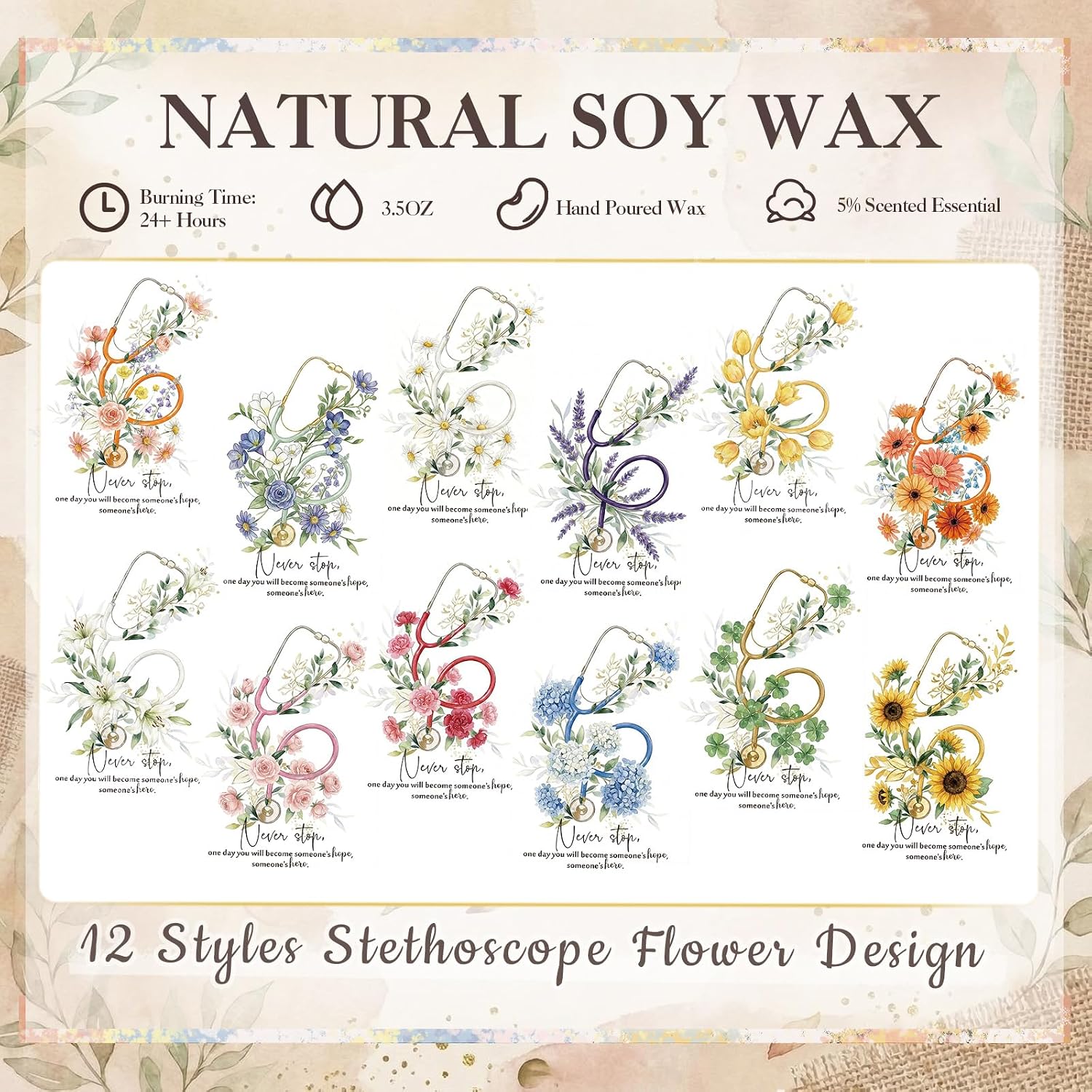 Yexiya 16 Pcs Nurse Week Gifts 3.5 oz Nurse Candle Soy Wax Scented Candles School Appreciation Gifts for Medical Assistant Practitioner Women Men, 6 Scents