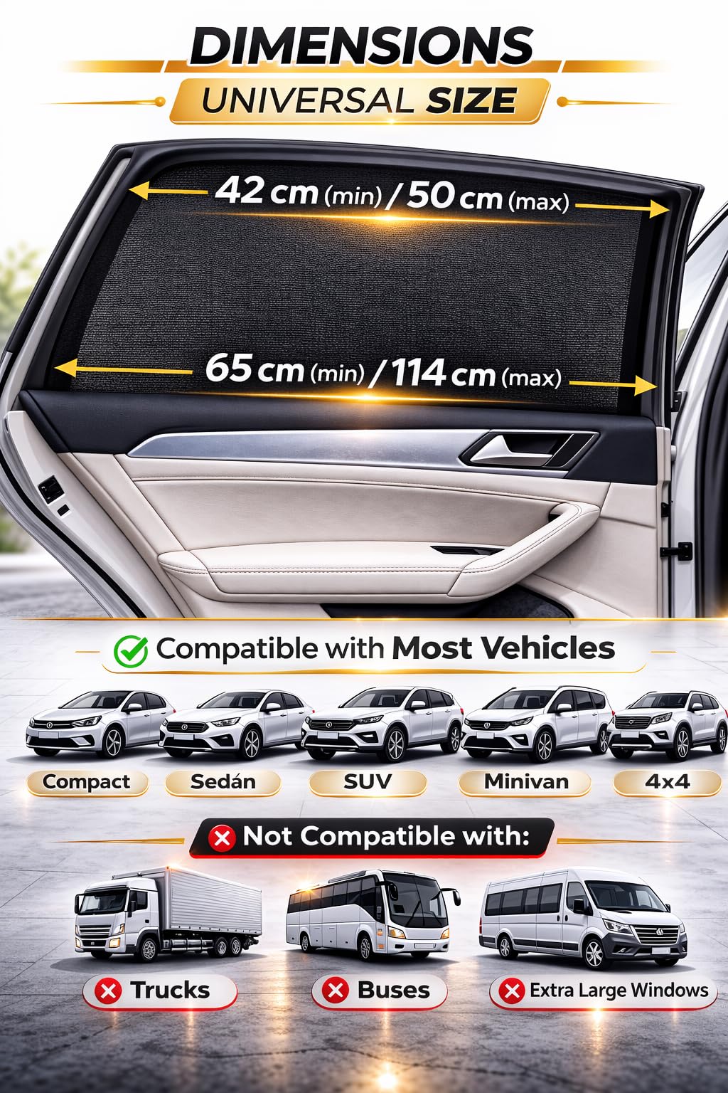 Ediesi, Parasol Coche Bebé para Ventanas Traseras – 2 Unidades, Protector Solar Lateral para Coche, Protección UV para Bebés y Niños, Ajuste Universal y Fácil Instalación — view 2