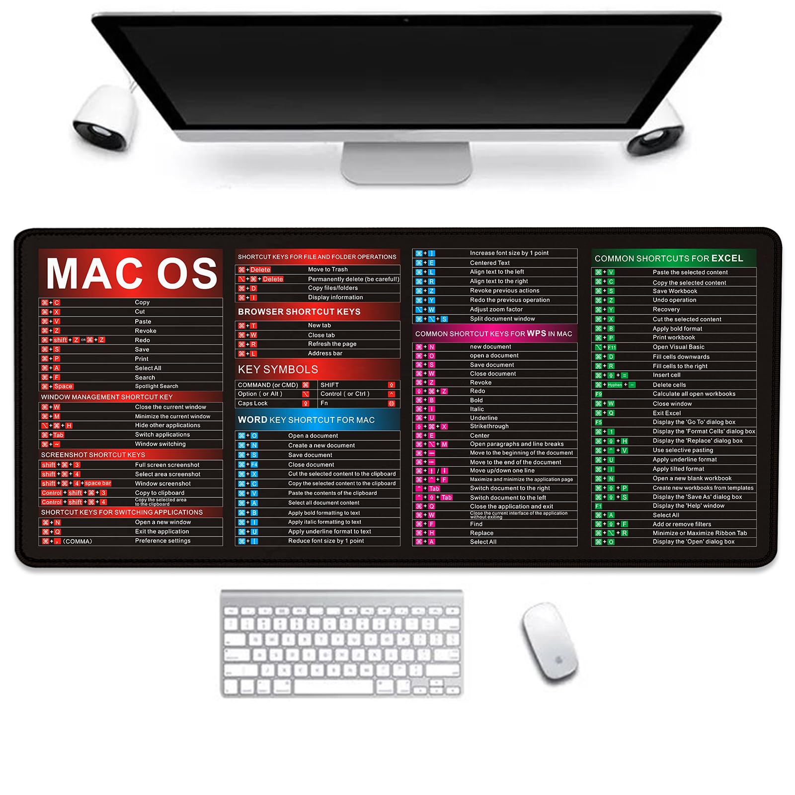 MAC - Alfombrilla de mouse grande para juegos, alfombrilla de mouse gigante con borde cosido, base de goma antideslizante para oficina, computadora, teclado, laptop, hogar
