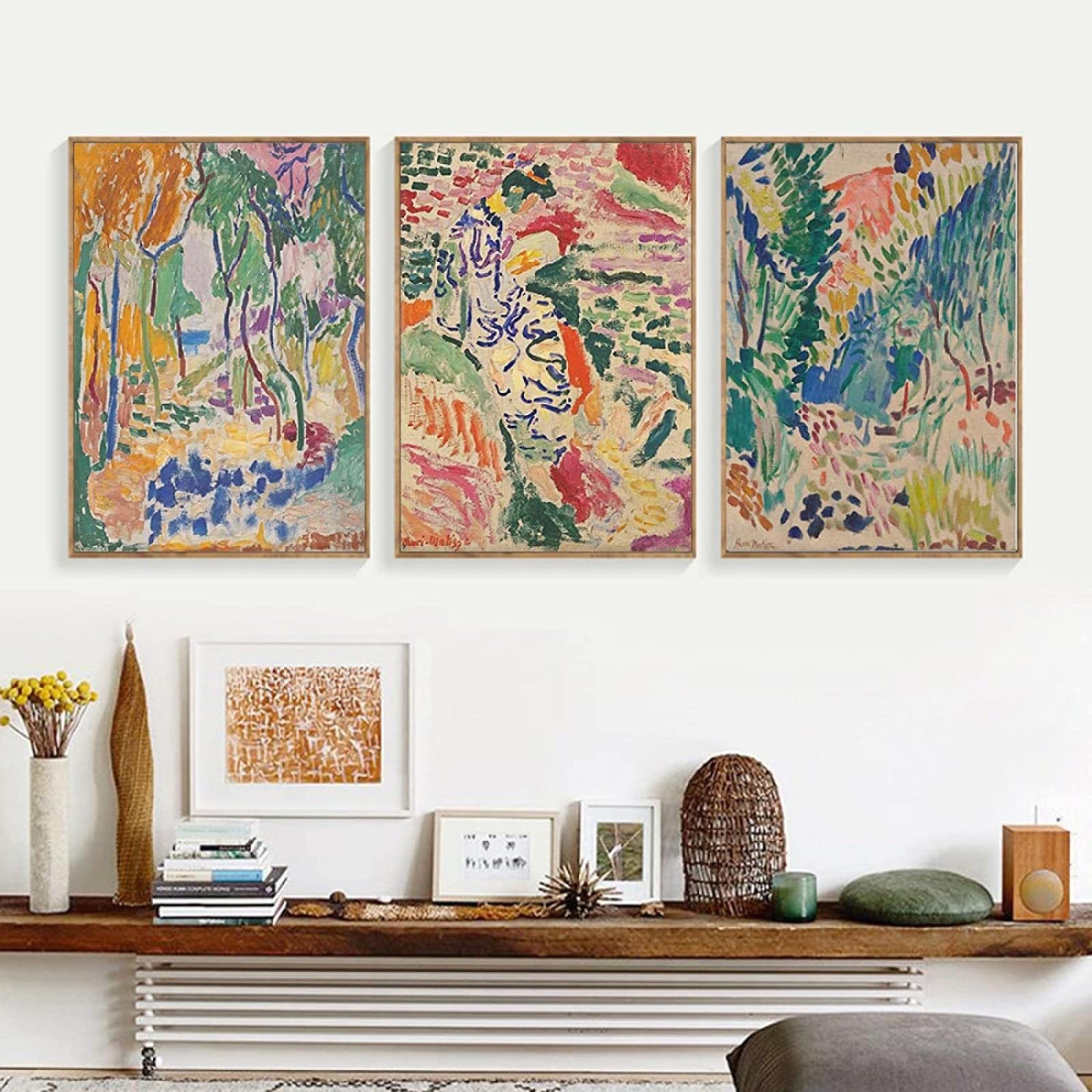 Gshred White Matisse Floral Poster Abstract Neutral Landscape Art Print Oil Canvas Painting Vintage Gift Wall Picture Living Room Bedroom Decor Frameless 50×70Cm×3Pcs