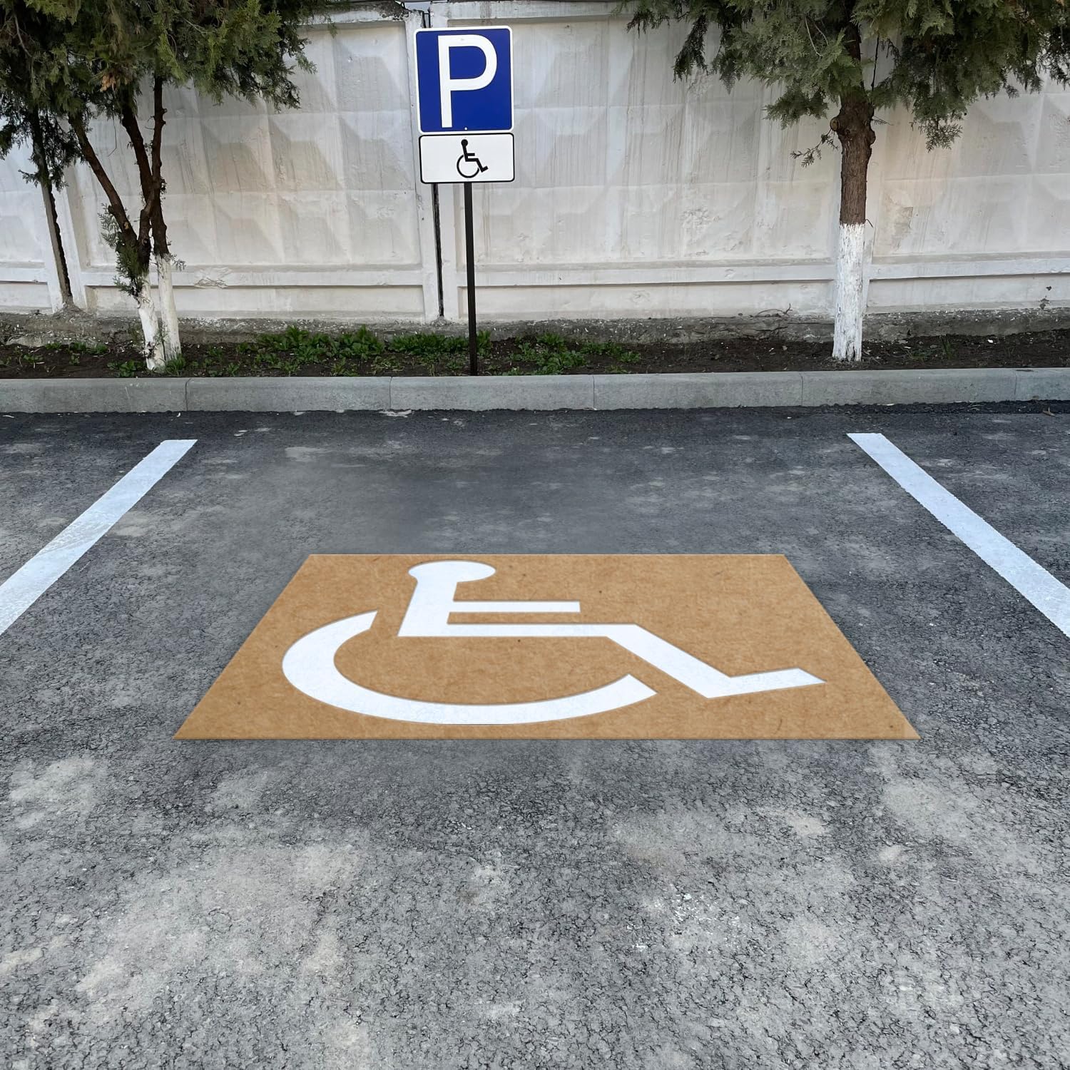 35.5" x 33" Handicap Stencil Kit - Reusable Parking Lot Stencil, Cardboard Pavement Stencils for Painting, Effortlessly Mark Spaces