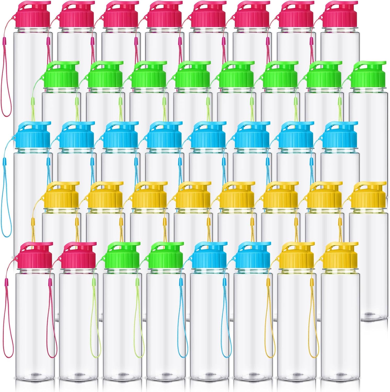 Mifoci 40 Pieces Water Bottles for Kids Bulk 17 oz Sport Drink Bottles with Handle Strap Adults Kids Reusable Large Water Bottles with Leak Proof Flip Top for Party Outdoor Children School Classroom