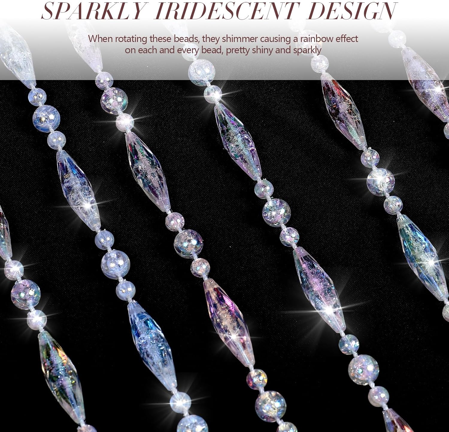 ANMINY 30 Strands Beaded Curtains Doorways 2 Panels Iridescent Crystal Door Beads Curtains High-Density Acrylic Hanging Doorway String Curtains for Window Room Wedding 35" x 79" - Oval Beads