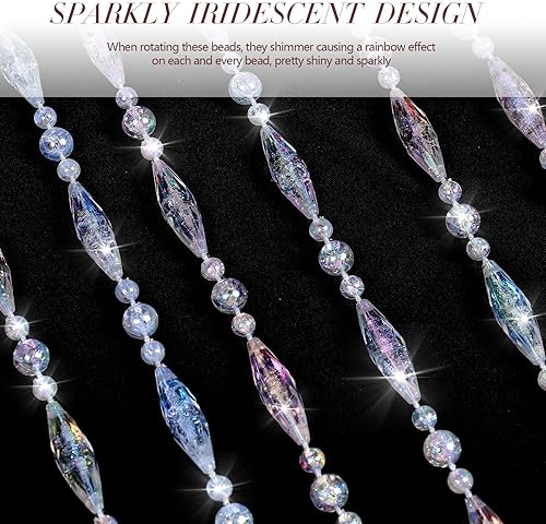 Miniatura 10 de ANMINY Cortina de cuentas de cristal transparente iridiscente con tiras de cuentas de arco iris, acrílico, decorativo, divisor de ambientes para