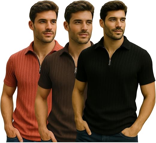 Preneum Men’s Polo T‑Shirt | Comfortable Rich Polycotton, Band Collar, Regular Fit | Stylish &amp; Premium All Day Wear (Avail...