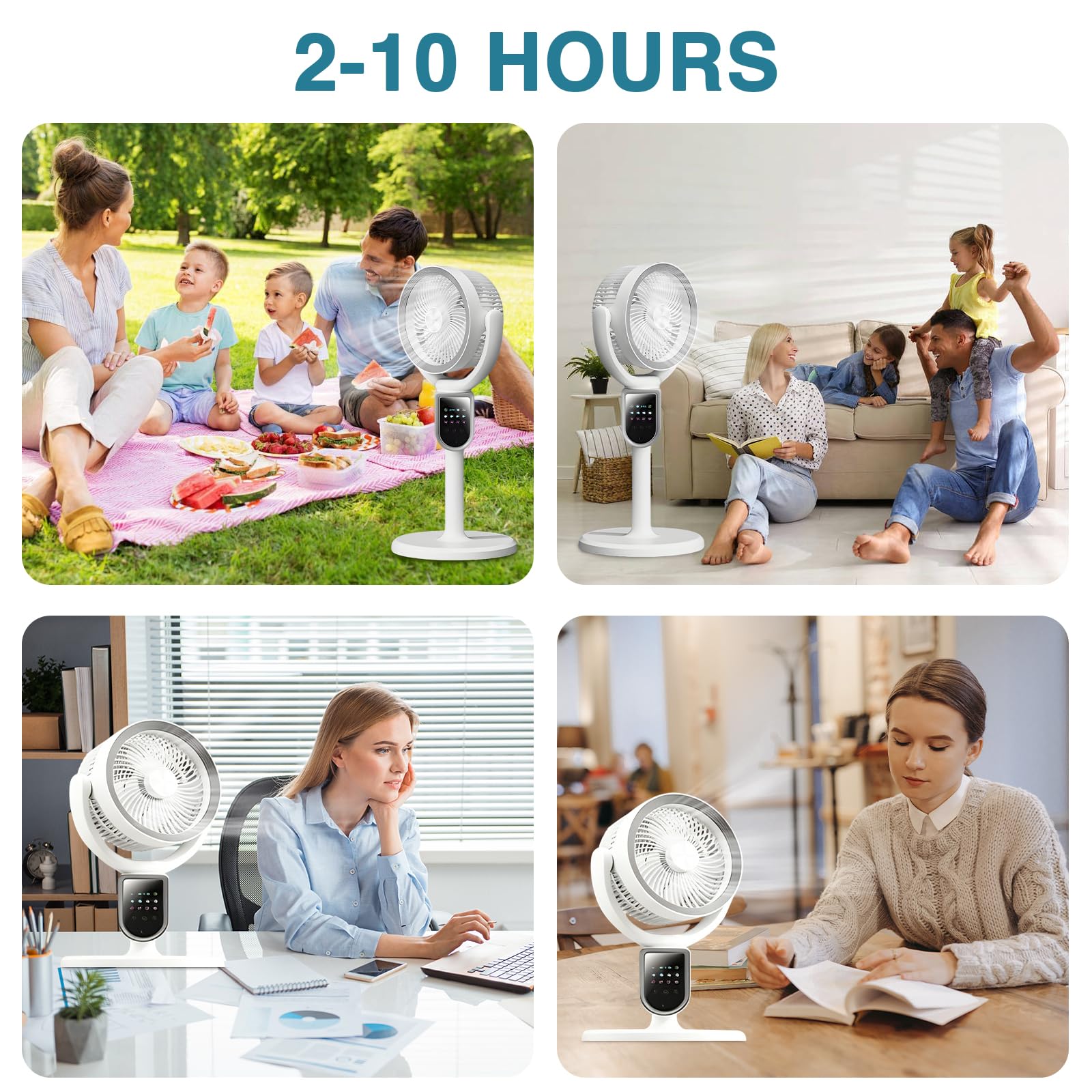 IERAKOR Ventilatore a Piantana Silenzioso 4 in 1, Ventilatore Potente con Telecomando, 10 Velocità & Timer, 30 dB, Oscillazione 90°, Luce Notturna, Display LED per Camera, Soggiorno e Uffici