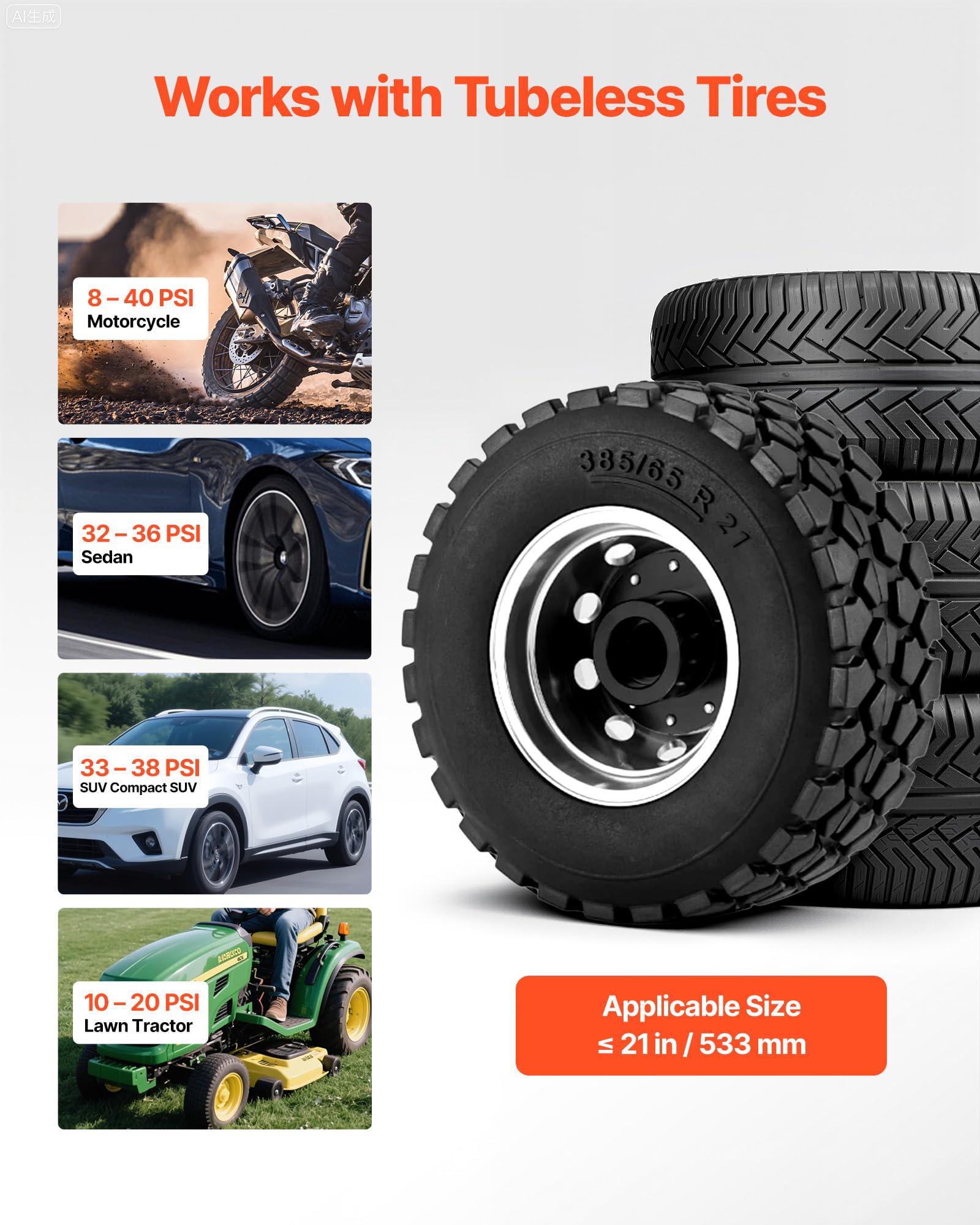 Booster De Pneu VEVOR, Acier, 10 L, 0,6–0,8 MPa, Canon à Air Portable, Pour Voiture/SUV/camionnette/e-bike/autocaravane/VTT | Leroy Merlin