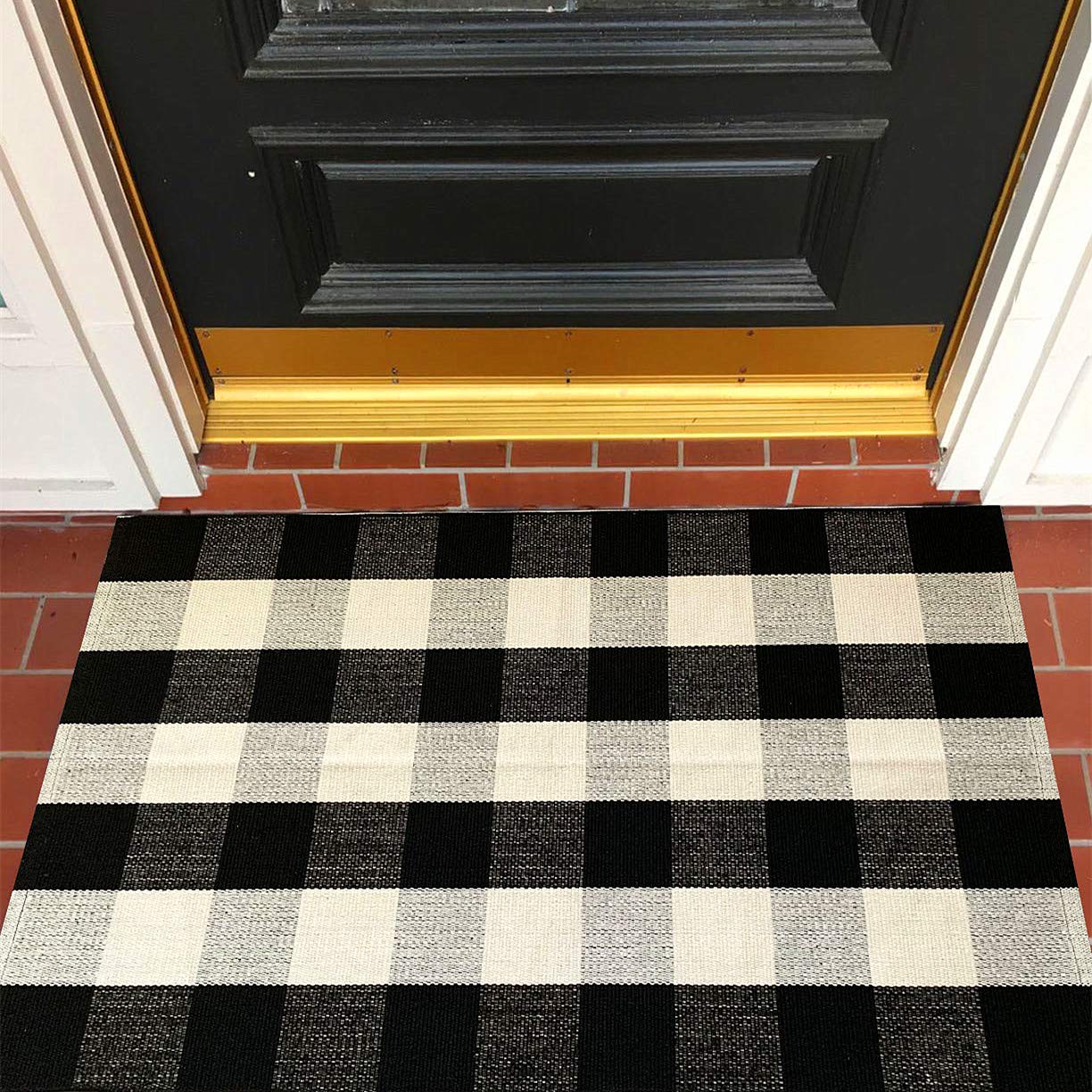 Levinis Buffalo Check Rug - Durable Outdoor Porch Mat -16