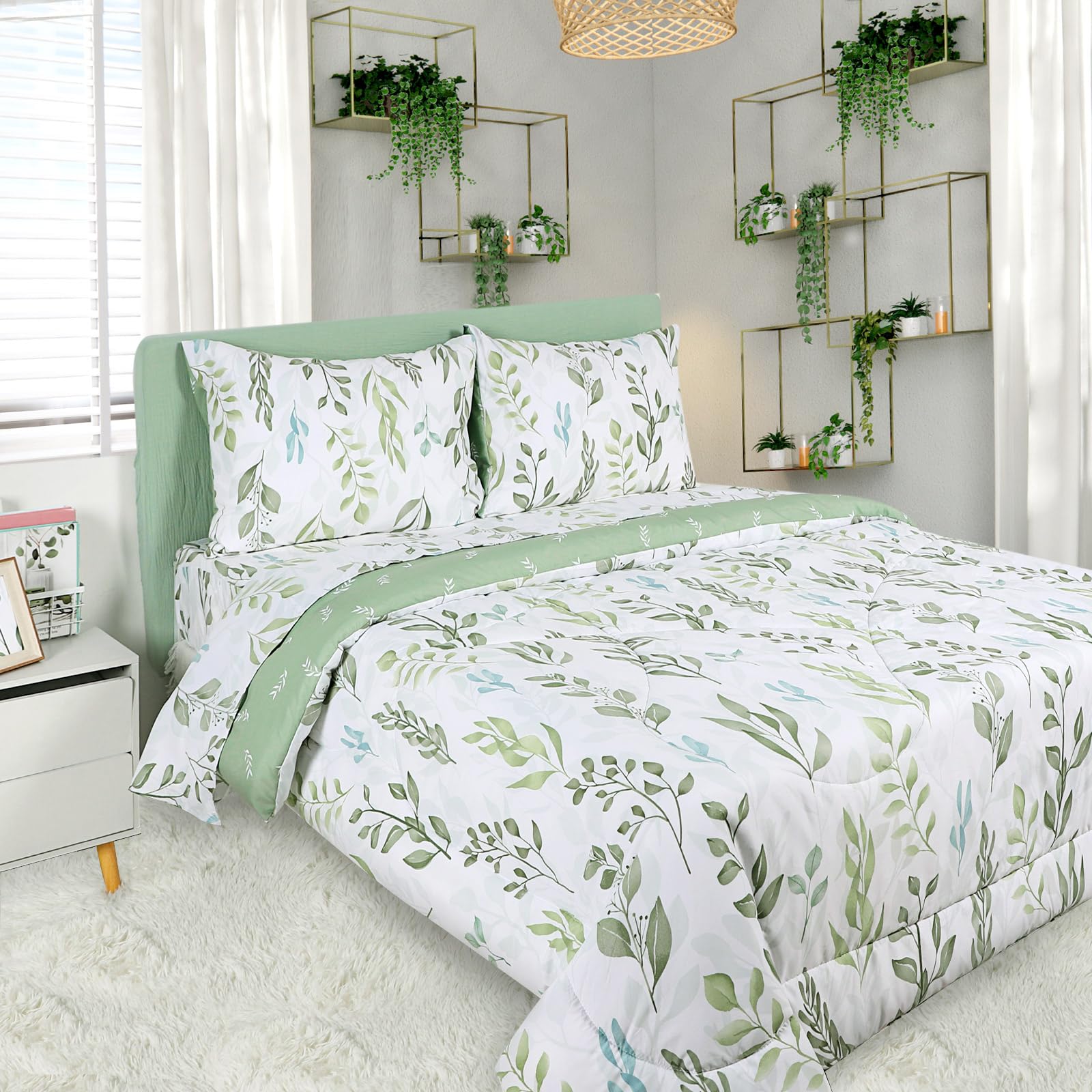 DILIMI Green Leaf Comforter Set