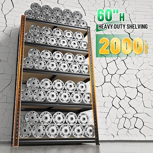 Miniatura 4 de Bepatio Estantes de almacenamiento de 2000 libras, estantería de metal resistente, estantes de despensa ajustables para cocina, almacén, sótano,