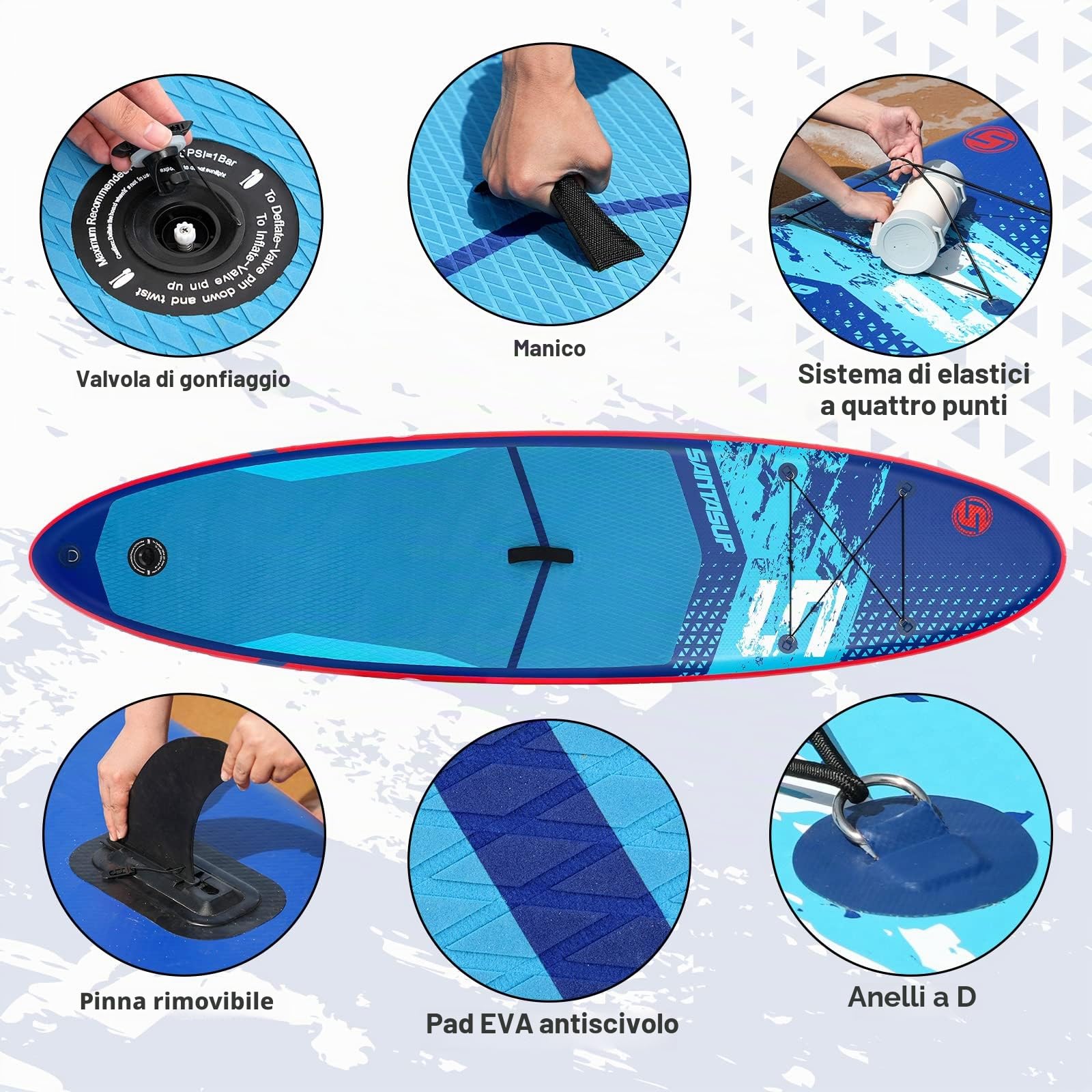 Paddle gonfiabile adulti 320 cm 15 cm spessore 150 kg Ocean10'6"