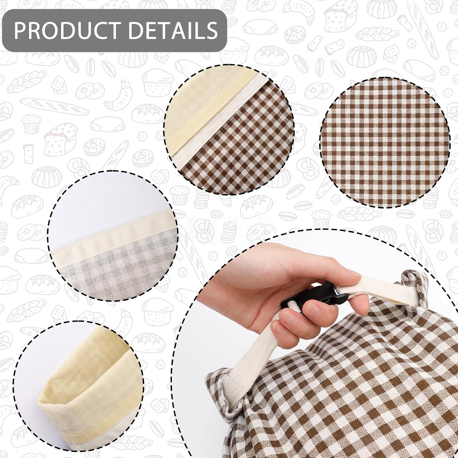 2-Pack Reusable Beeswax Bread Bags for Sourdough, Natural Linen Bag for Homemade Bread，Extend the insurance period(Coffee)