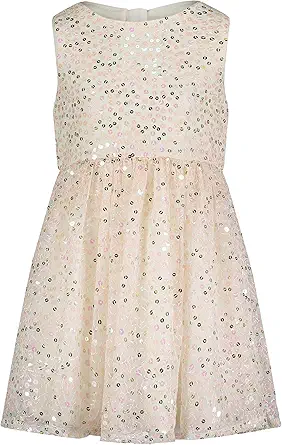 Calvin Klein Girls' Sleeveless Party Dress, Fit and Flare Silhouette, Round Neckline & Back Zip Closure