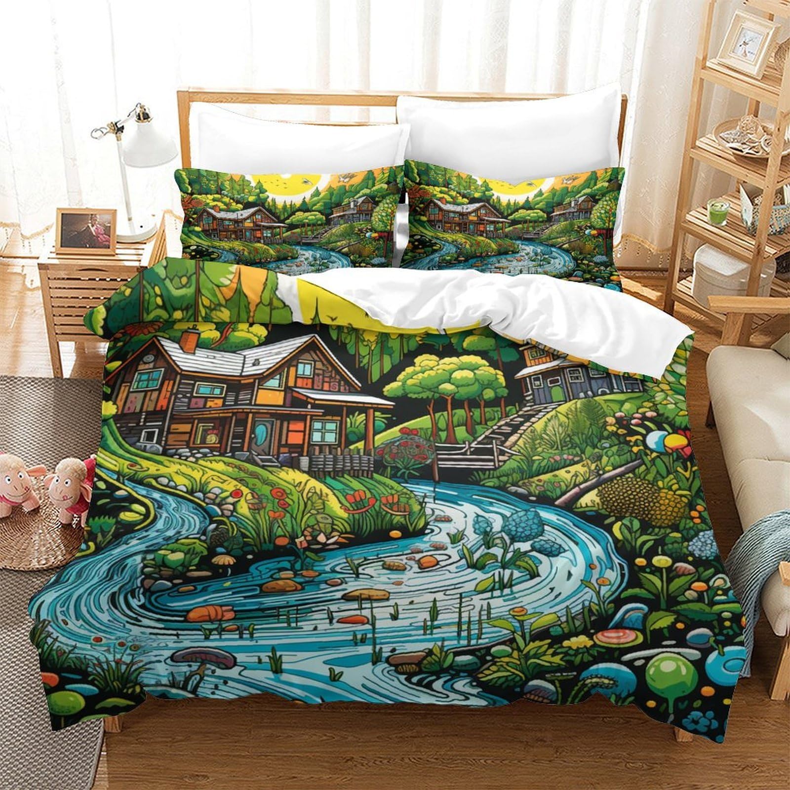 Housse de couette crâne impression 3D King 220x240cm en microfibre souple