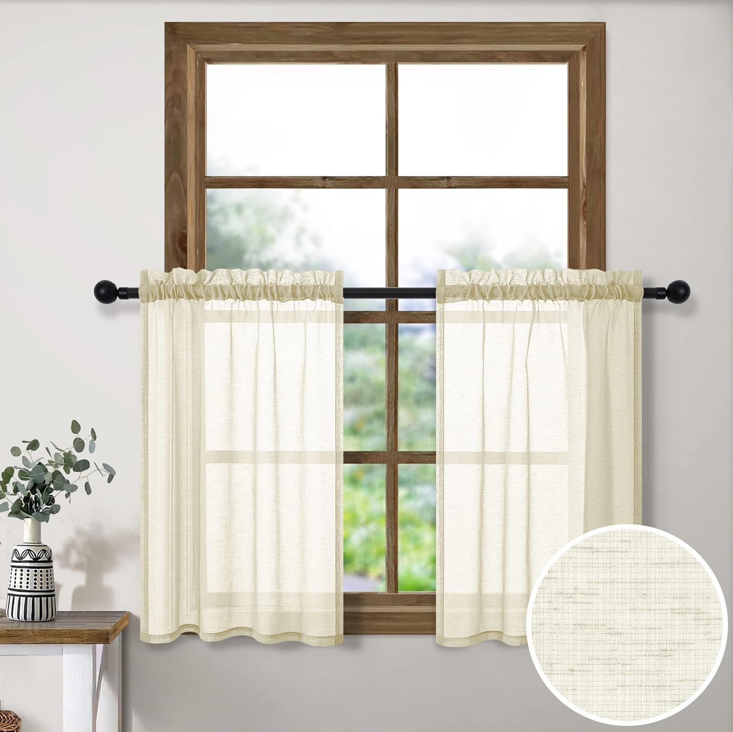 Pitalk Tier Curtains 30 Inch Length for Small Windows Set Rod Pocket