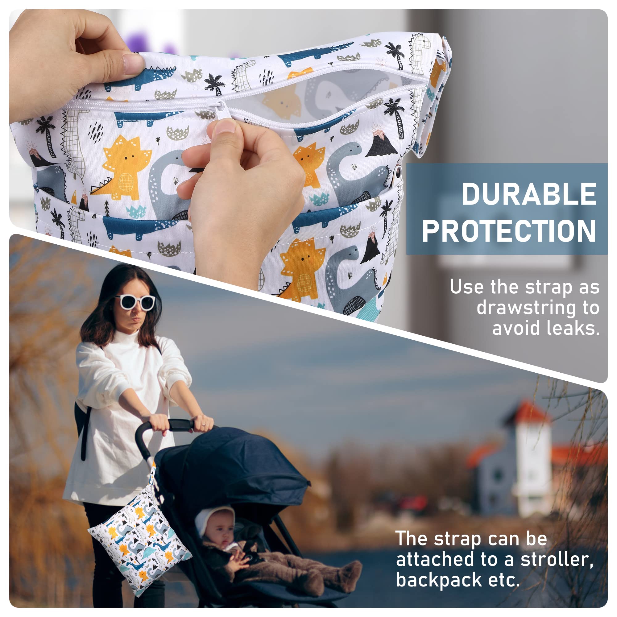 Wetbag Lot de 4 sacs à langer imperméables réutilisables avec fermeture éclair multicolore