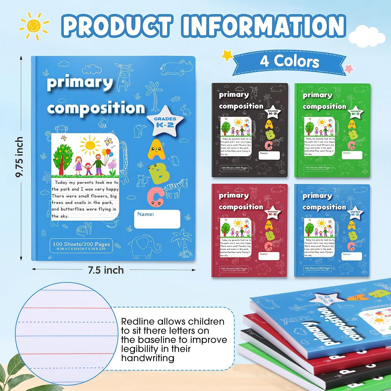 24 Pack B5 Primary Composition Notebook K-2 100 Sheets (200 Pages) image 2